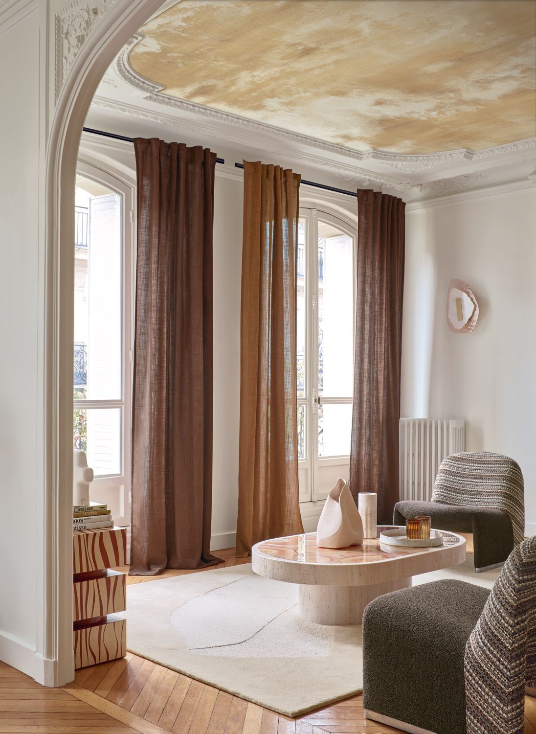 Wandbild mit Wolkenmotiv HEURE DOREE beige mit Blau