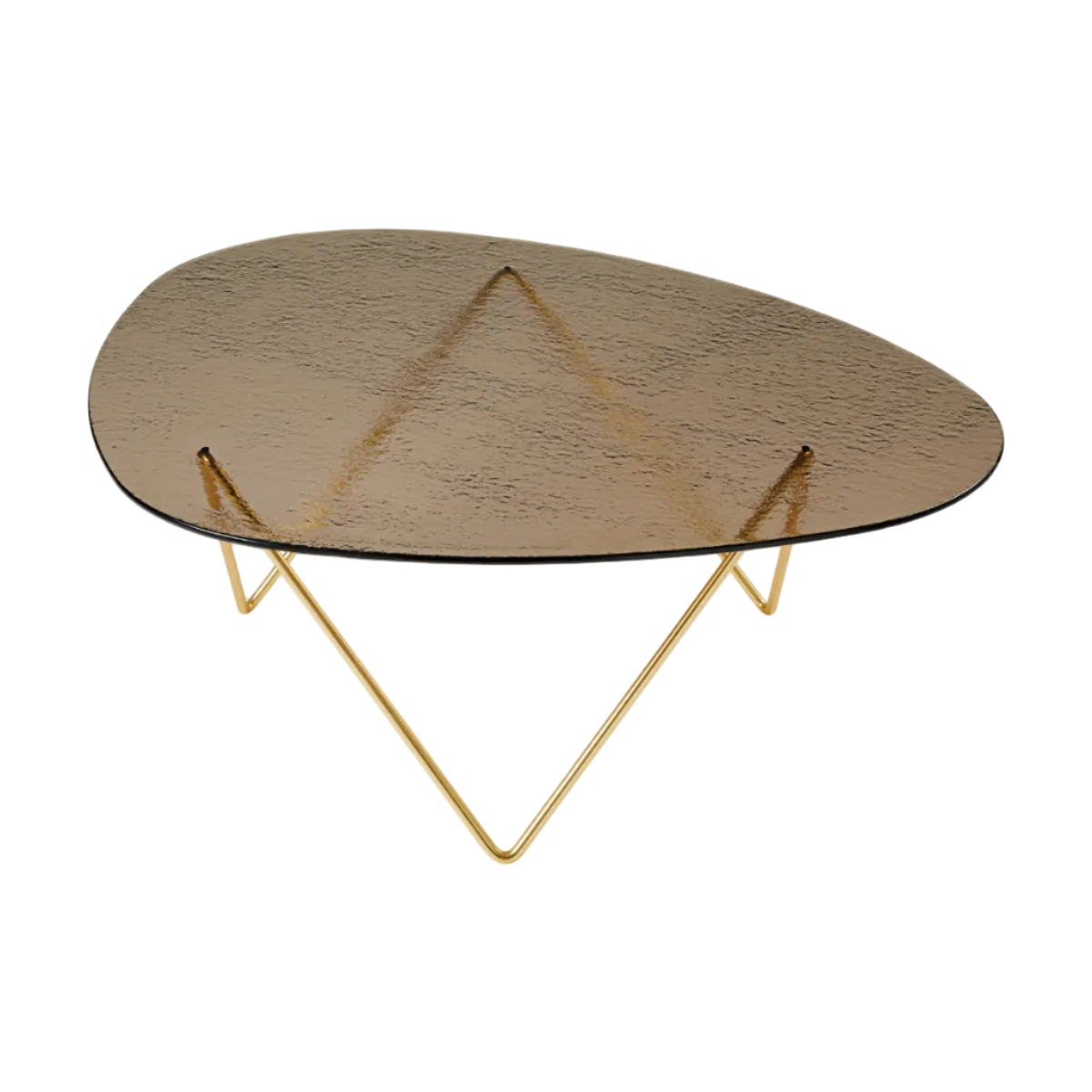 PEDRERA Coffee Table with Brown Glass and Brass Base