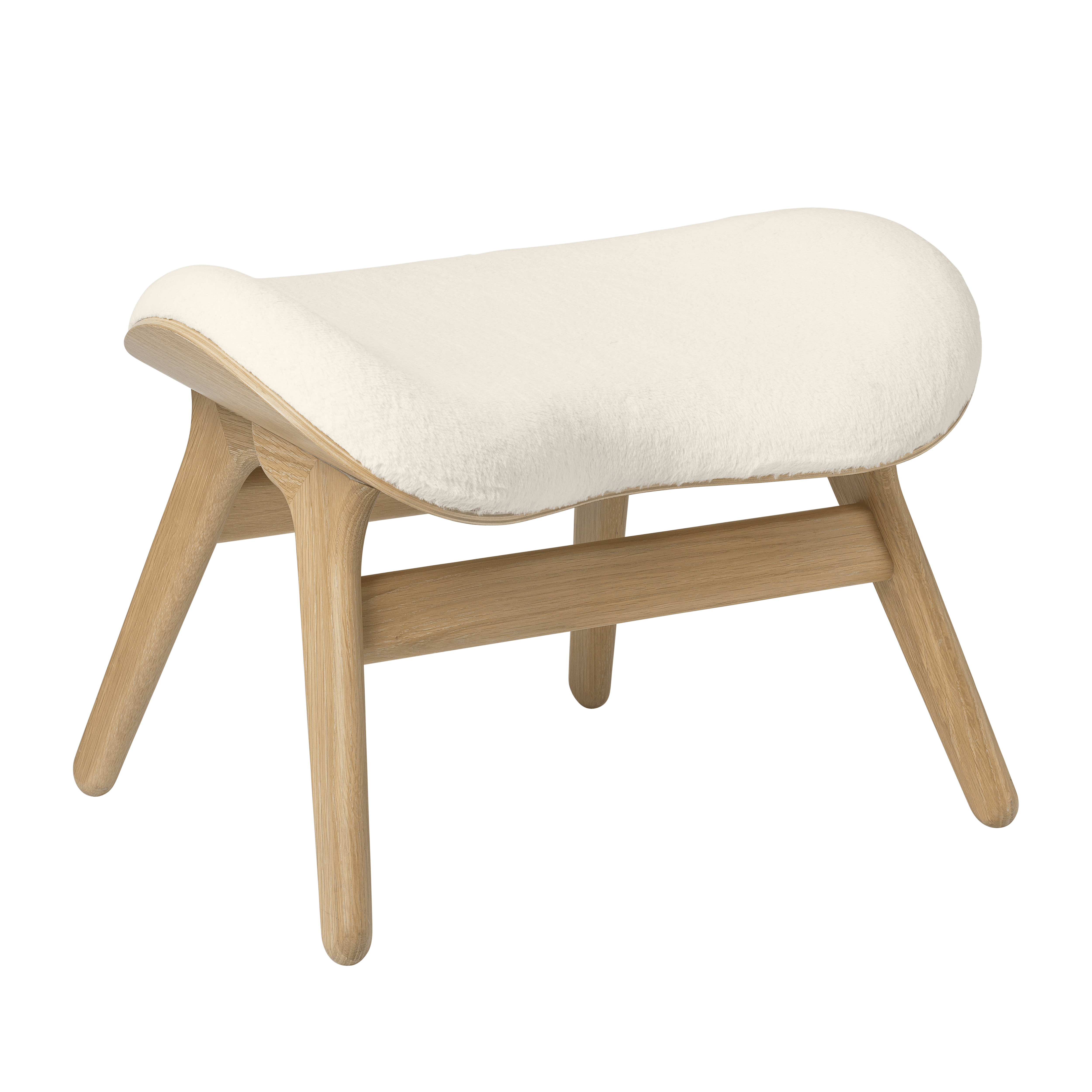 Podnóżek CONVERSATION PIECE kremowy plusz z dębową podstawą UMAGE Eye on Design