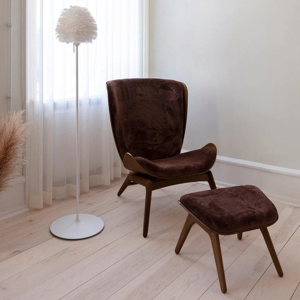 Podnóżek READER brązowy plusz z ciemnodębową podstawą UMAGE Eye on Design