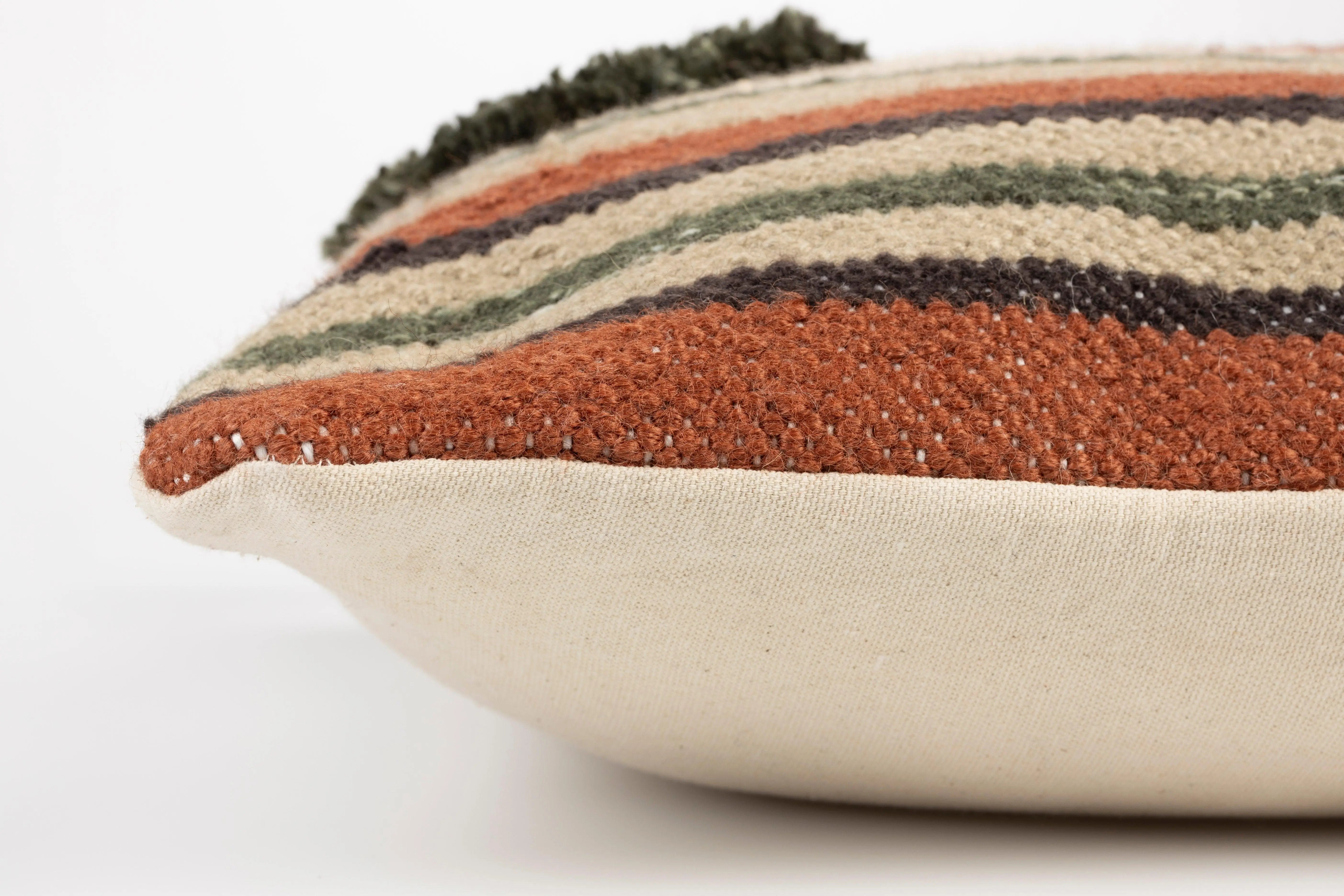 Poduszka HYDON STRIPE beżowy z czerwonym – Dutchbone