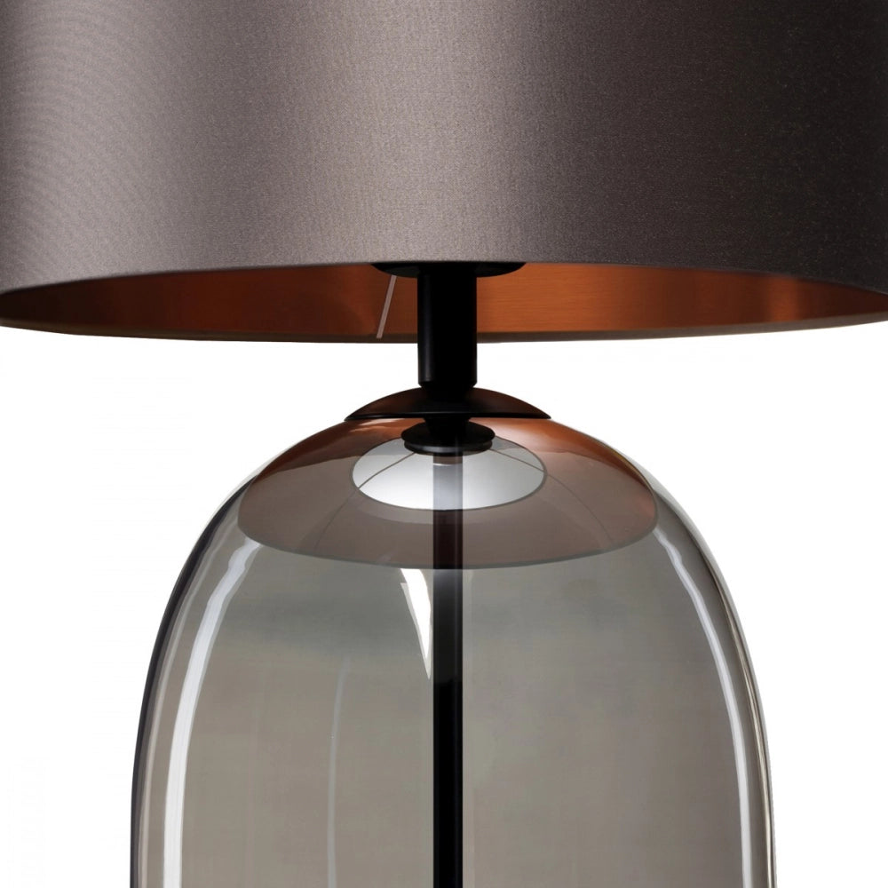 SALVADOR table lamp with smoked glass, graphite shade, and black finish