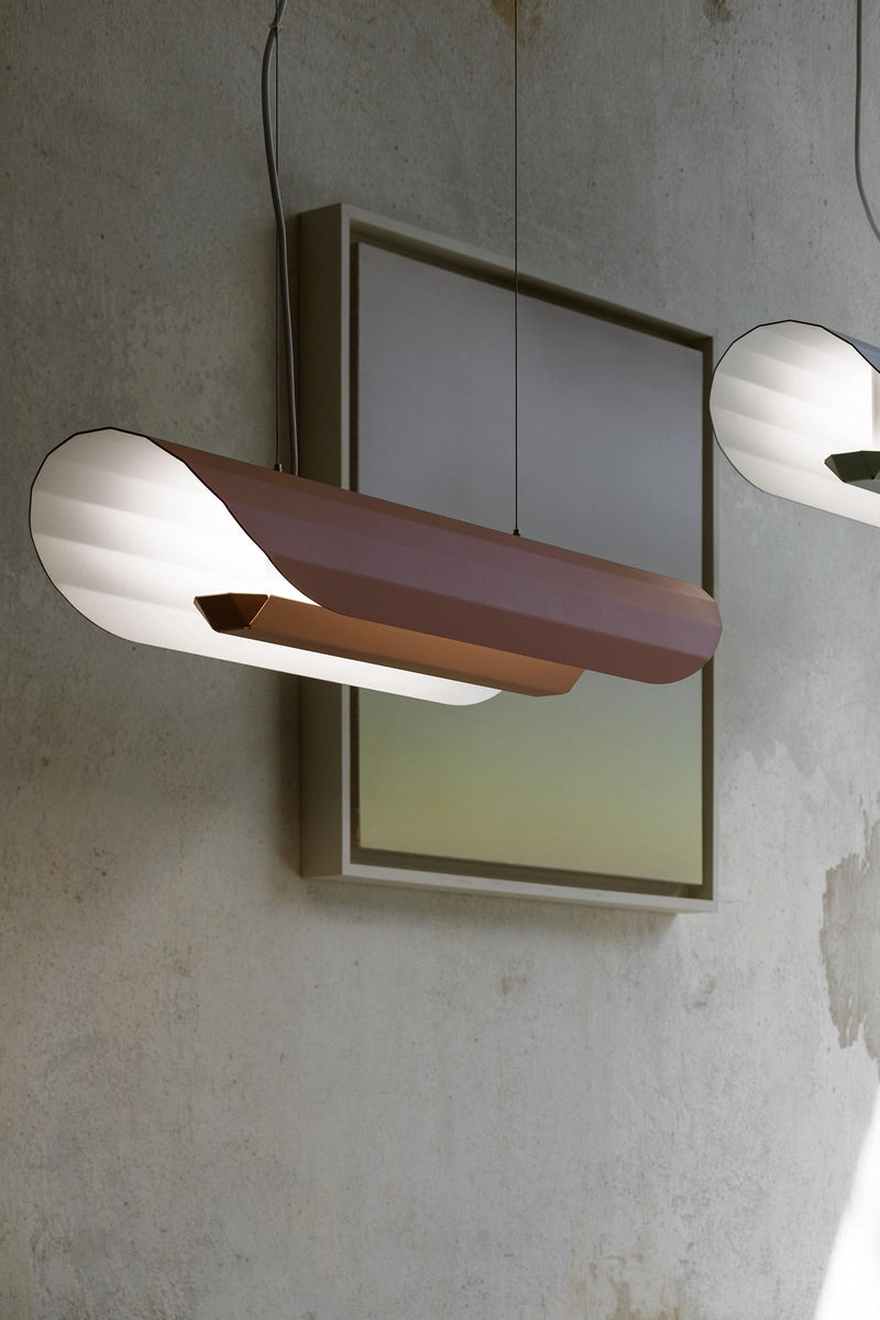 Lijnvormige hanglamp APOLIN gebroken roos