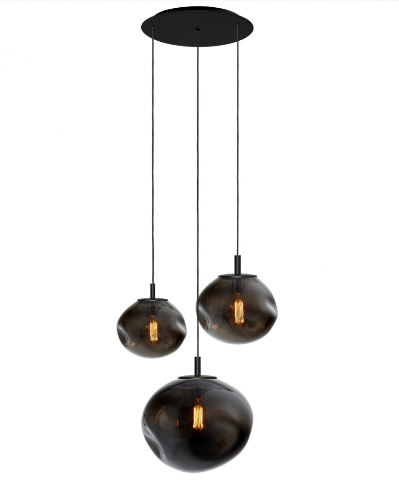 AVIA 3 three-point pendant lamp smoky black with black finish