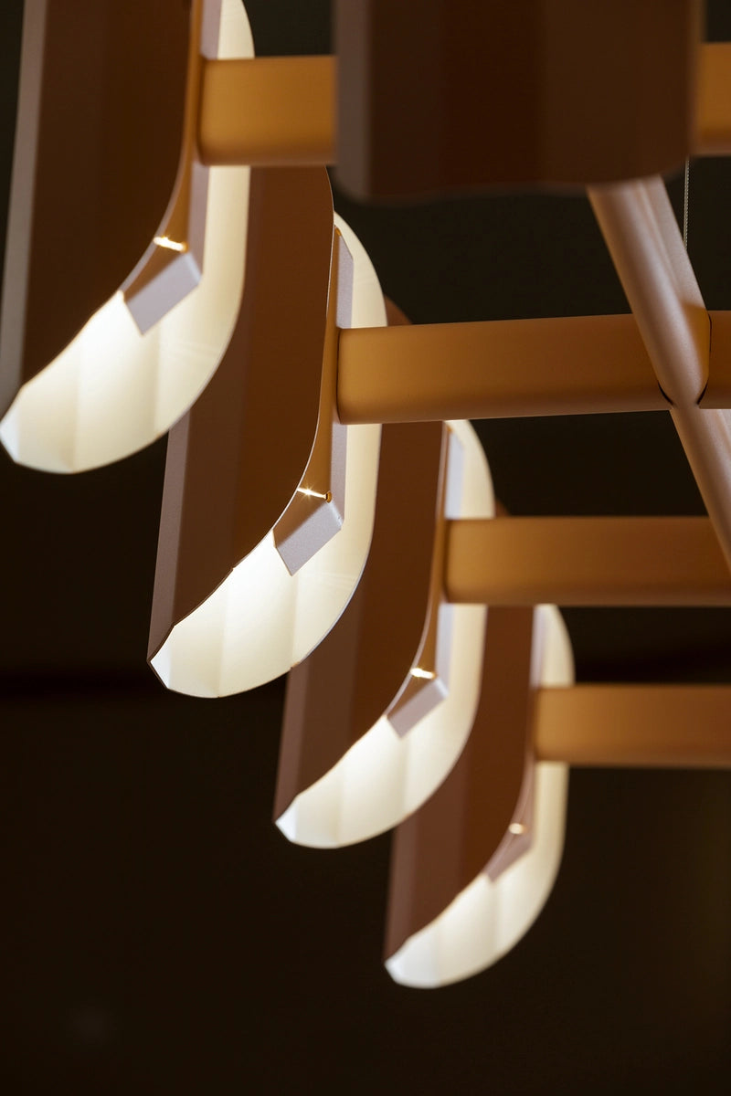 APOLIN multi-armed pendant lamp in broken pink