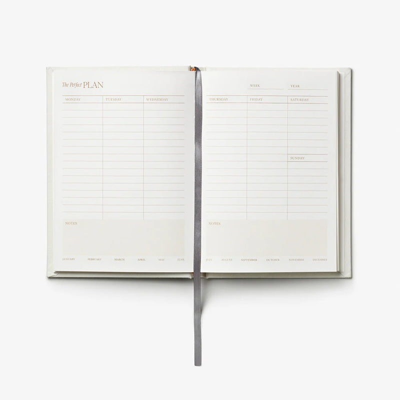 Wekelijkse planner THE PERFECT PLAN beige met wit