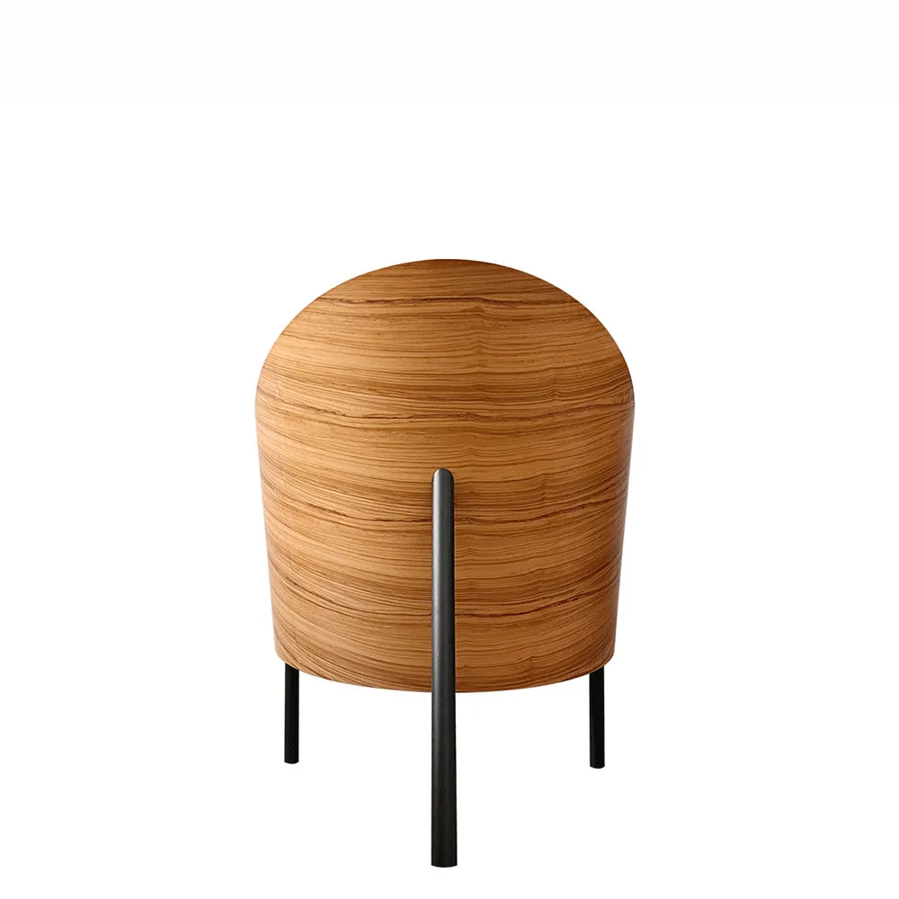 Pratfall Stuhl Olivenfurnier mit beige Leder