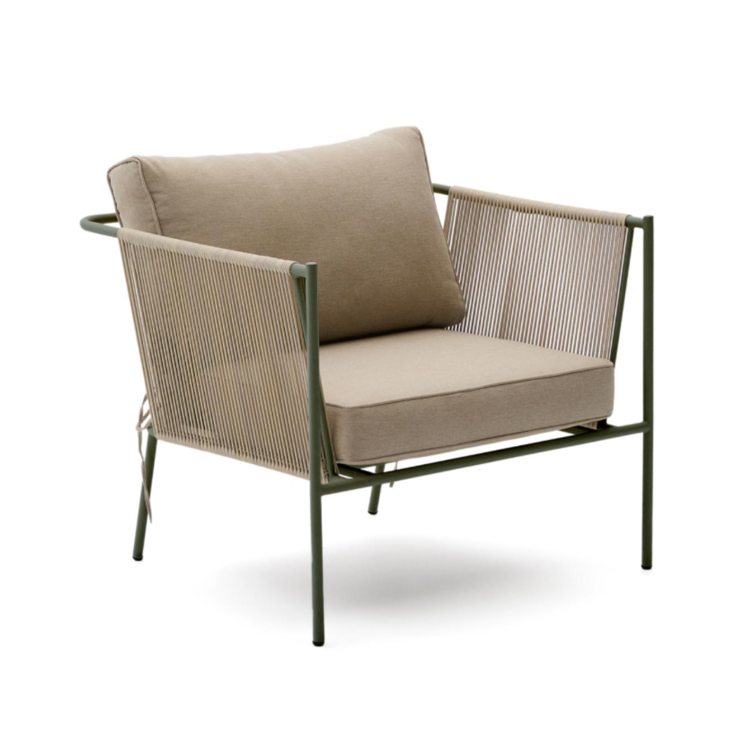 Zivia écru äußerer Sessel mit einer Stahlbasis