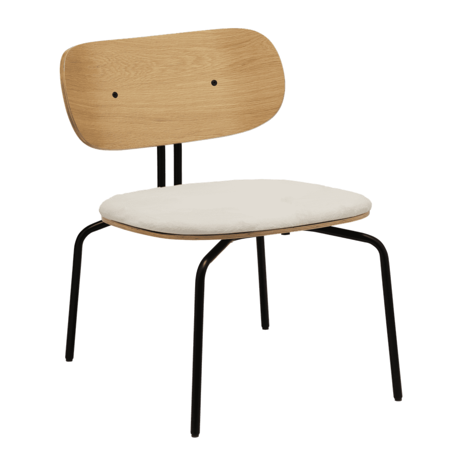 Neugieriger Stuhlcreme Plüsch mit einer schwarzen Basis