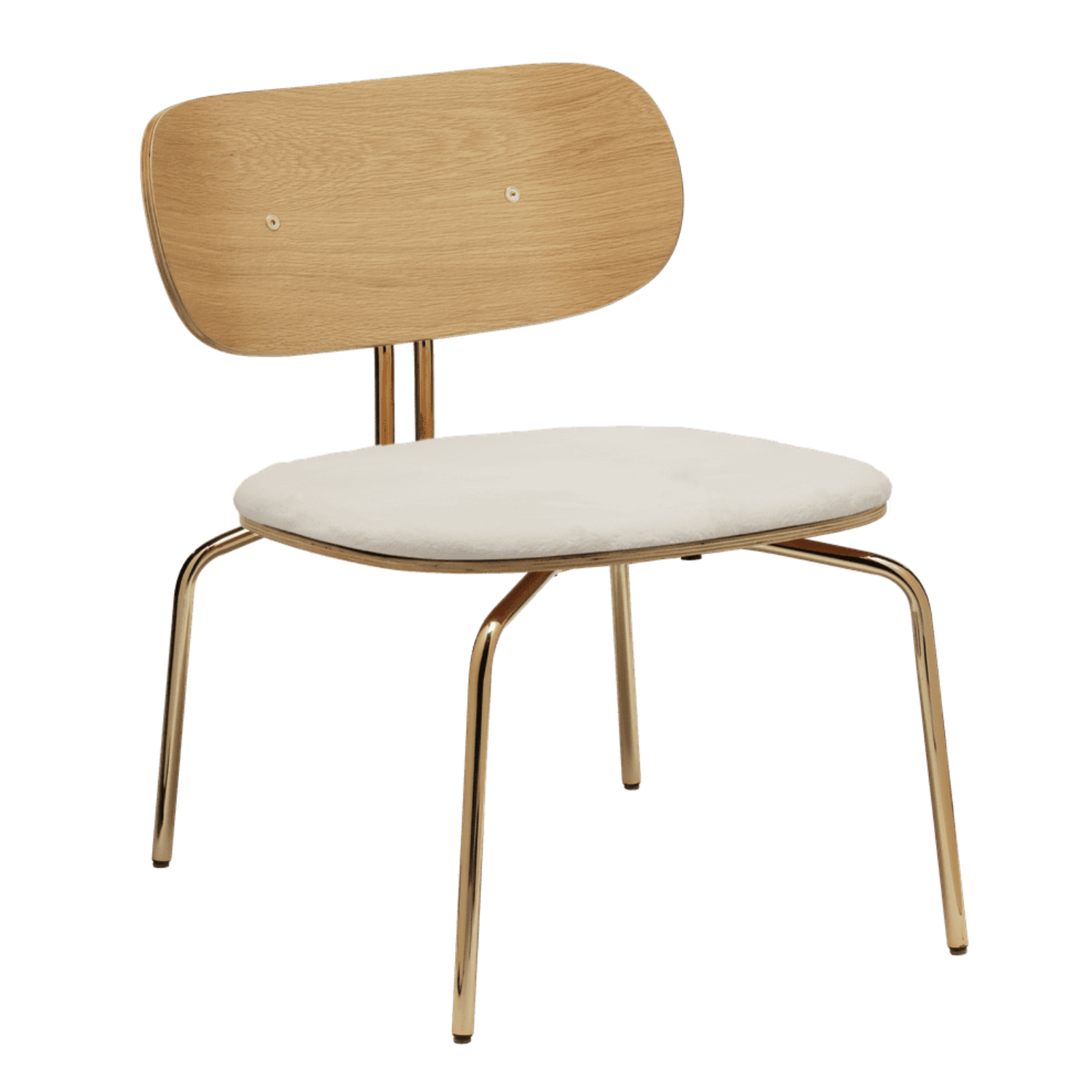 Fauteuil CURIOUS crèmekleurig pluche met gouden basis