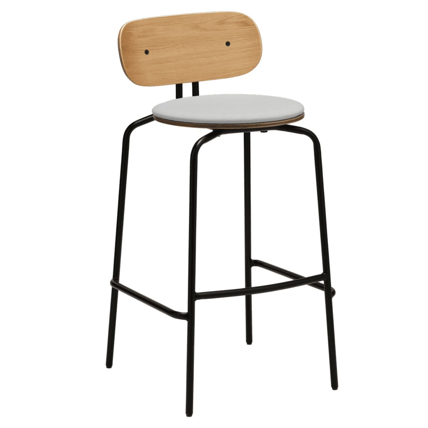 Hocker Curious Baby Blue mit einer schwarzen Basis