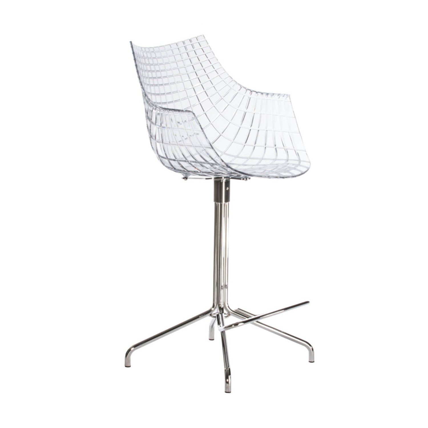 Hocker MERIDIANA transparant met verchroomde basis