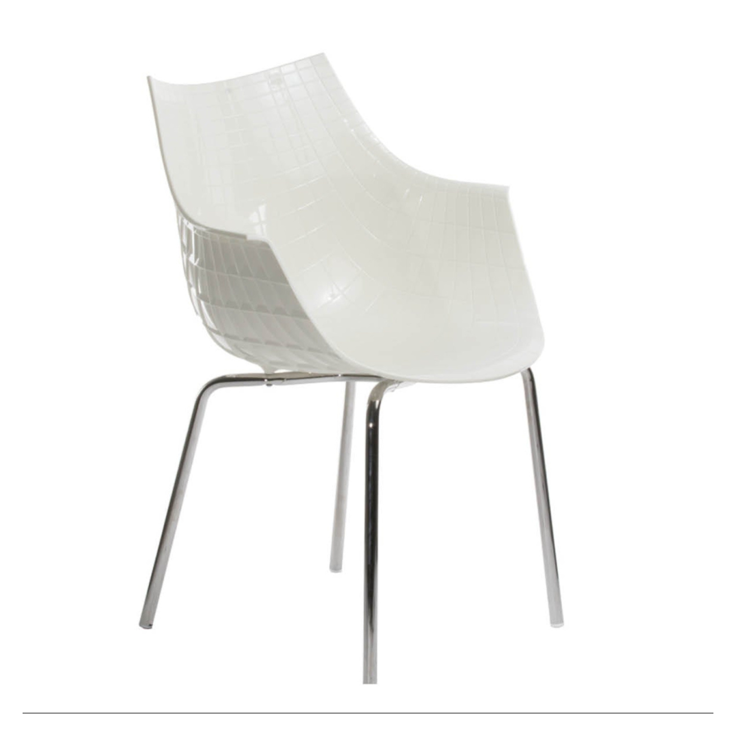 Weißer Meridiana -Stuhl mit einer Chrombasis