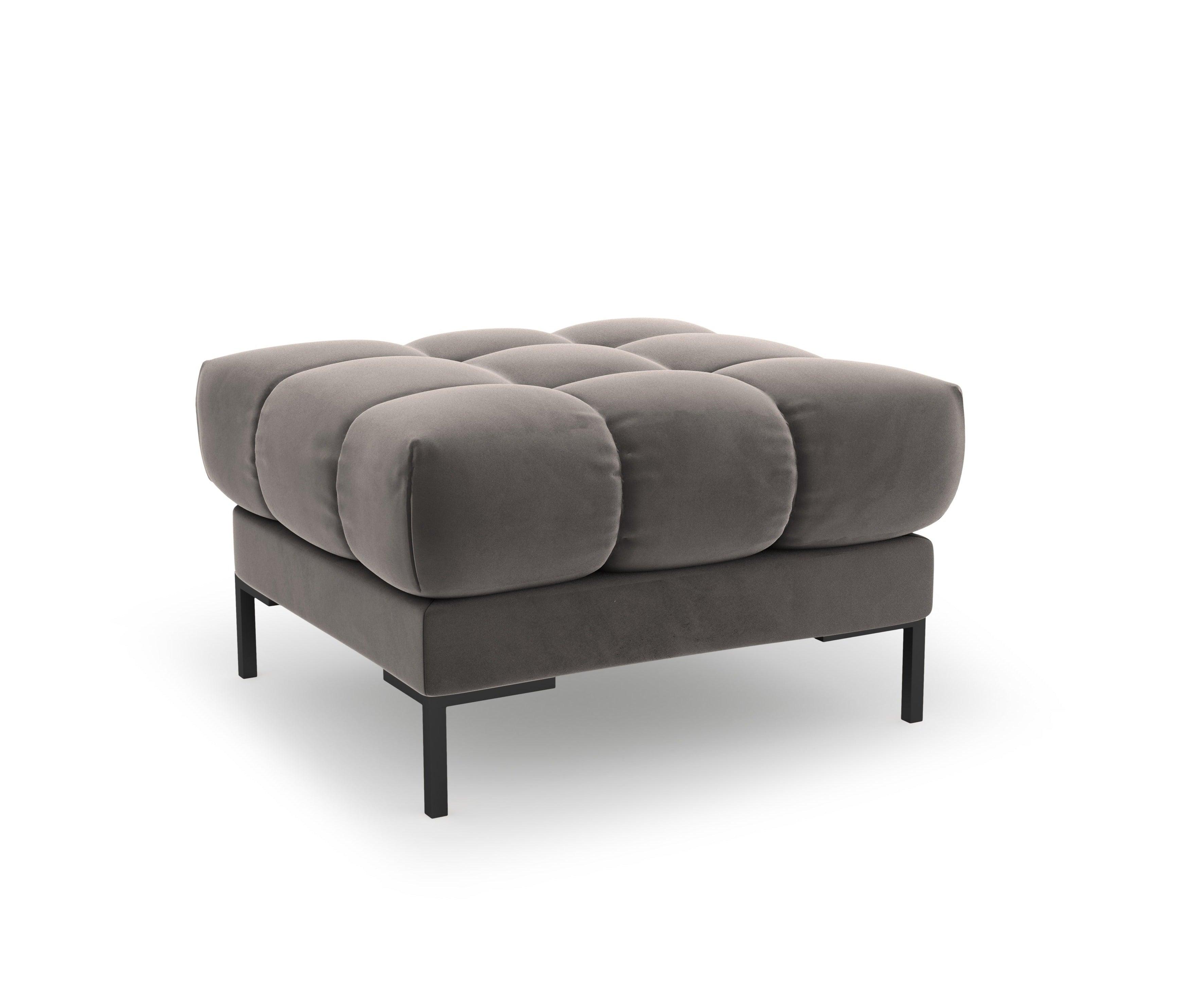 Puf aksamitny BALI jasnoszary z czarną podstawą Cosmopolitan Design Eye on Design