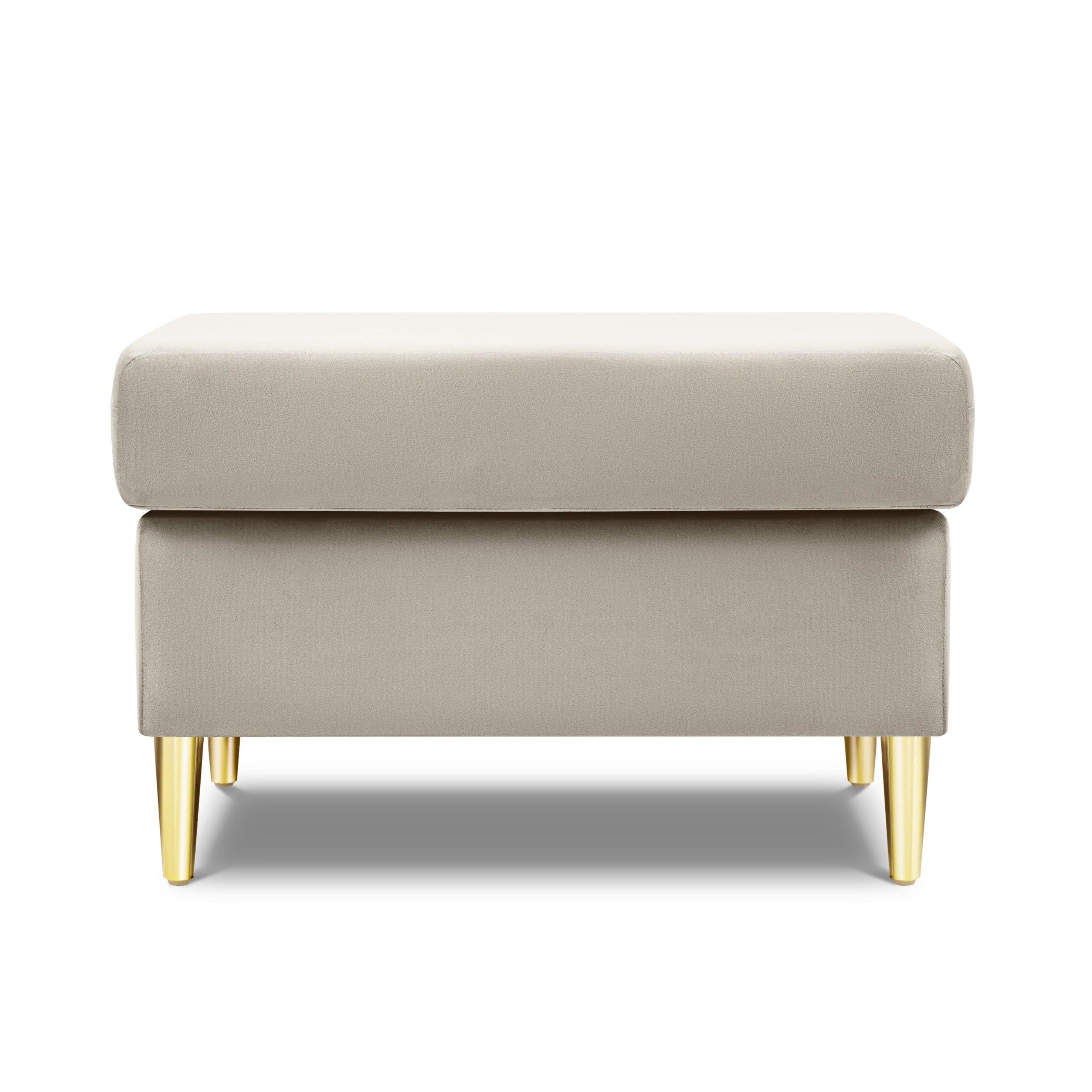 Puf aksamitny KYOTO beżowy ze złotą podstawą Cosmopolitan Design Eye on Design