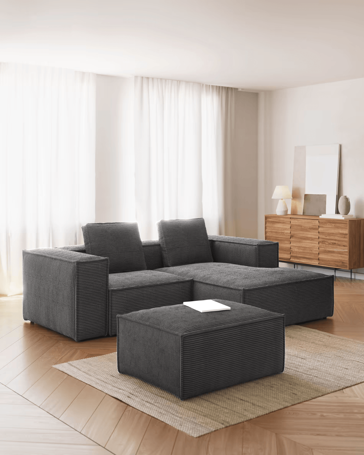 Puf BLOK szary sztruks La Forma Eye on Design