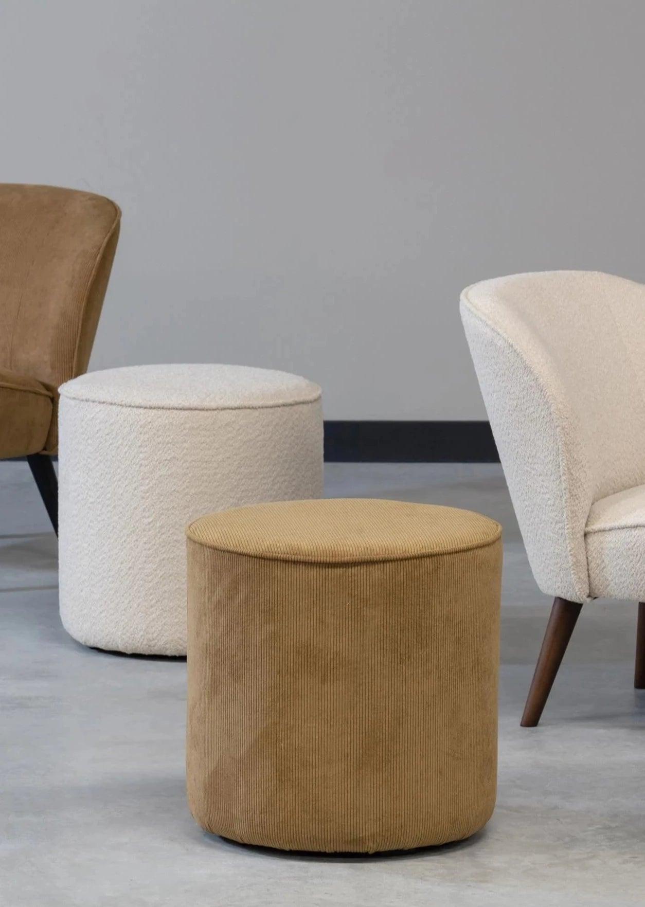 Puf SARA boucle kremowy Woood Eye on Design