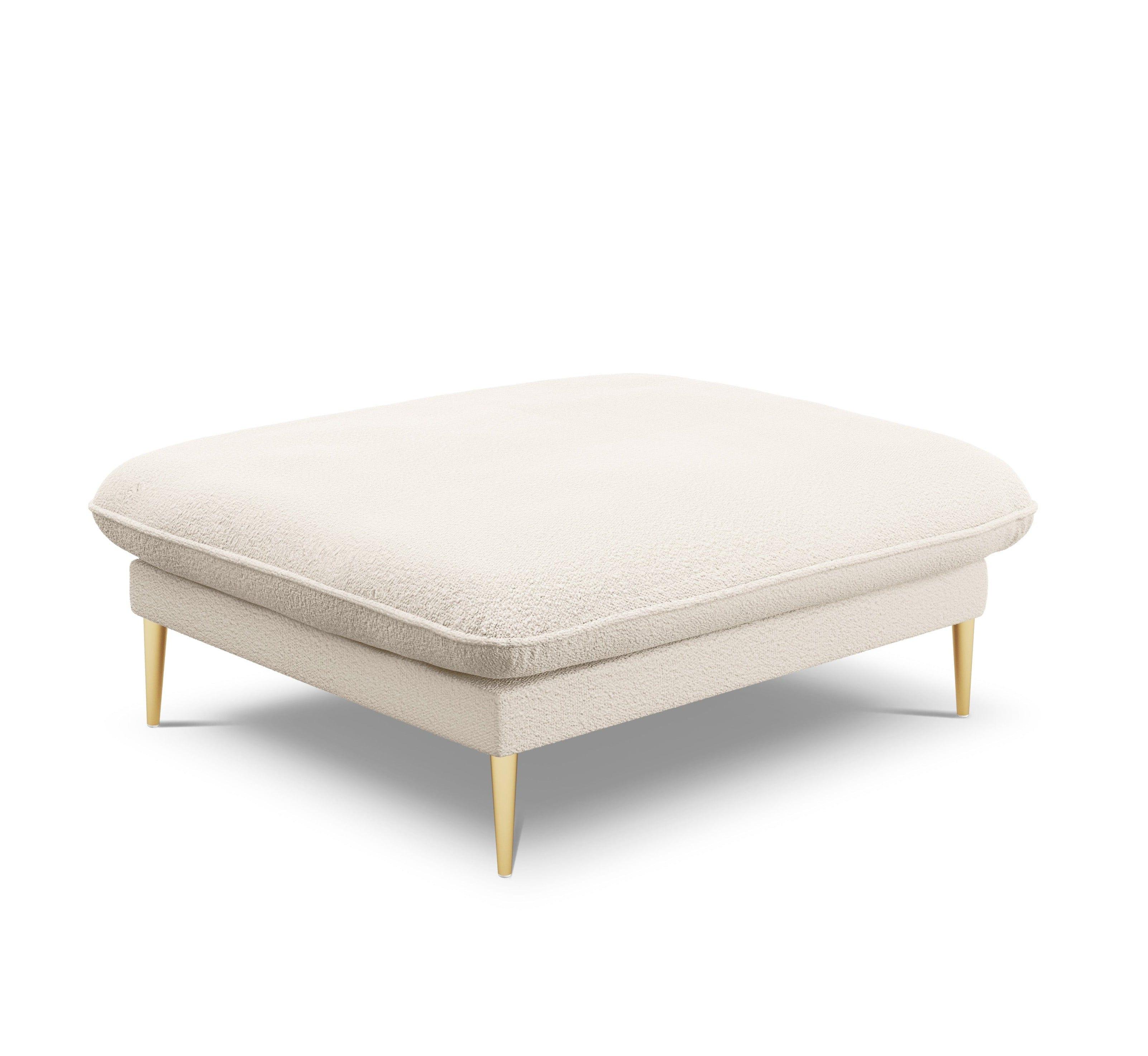 Puf w tkaninie boucle VIENNA beżowy ze złotą podstawą Cosmopolitan Design Eye on Design