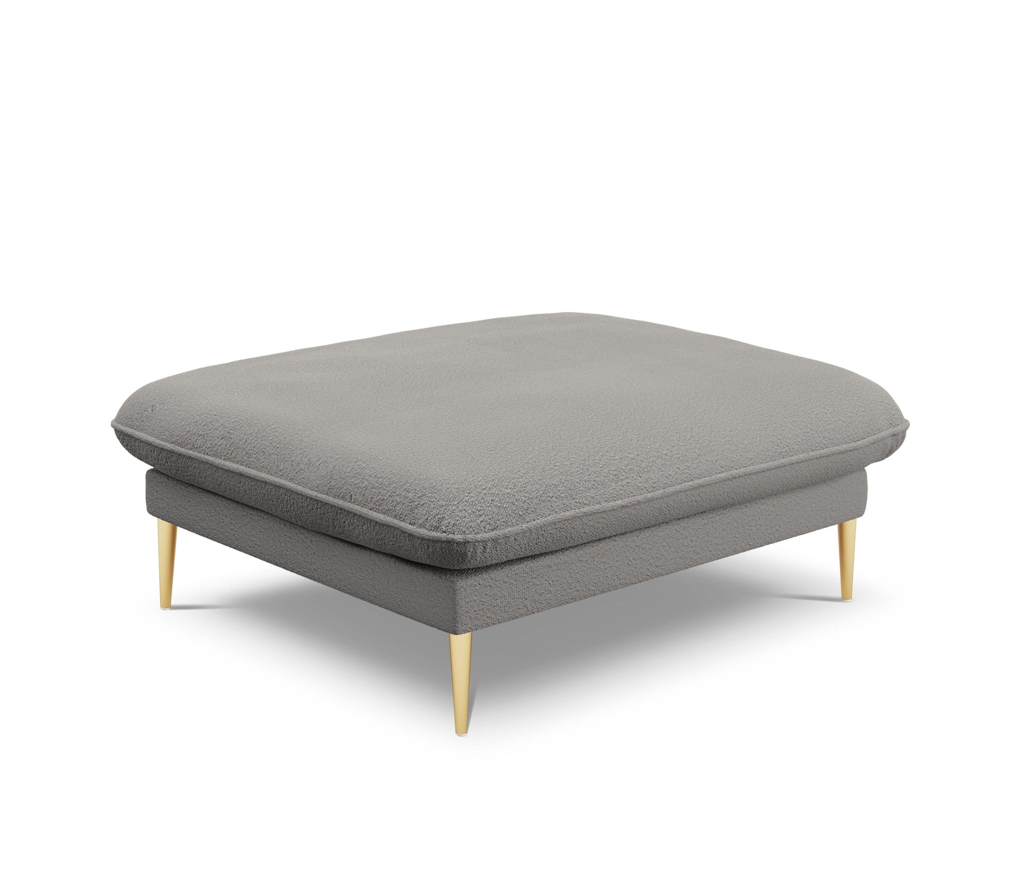 Puf w tkaninie boucle VIENNA szary ze złotą podstawą Cosmopolitan Design Eye on Design