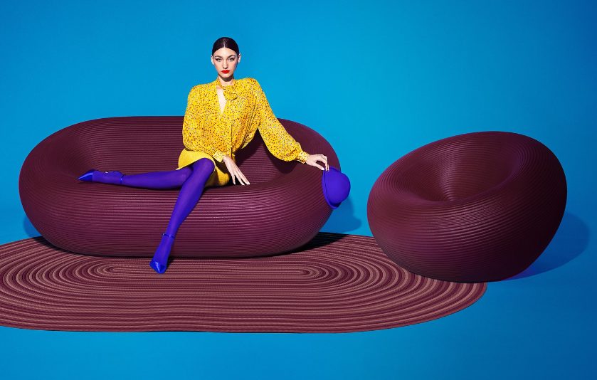 NAMI Brauner runder Outdoor-Teppich