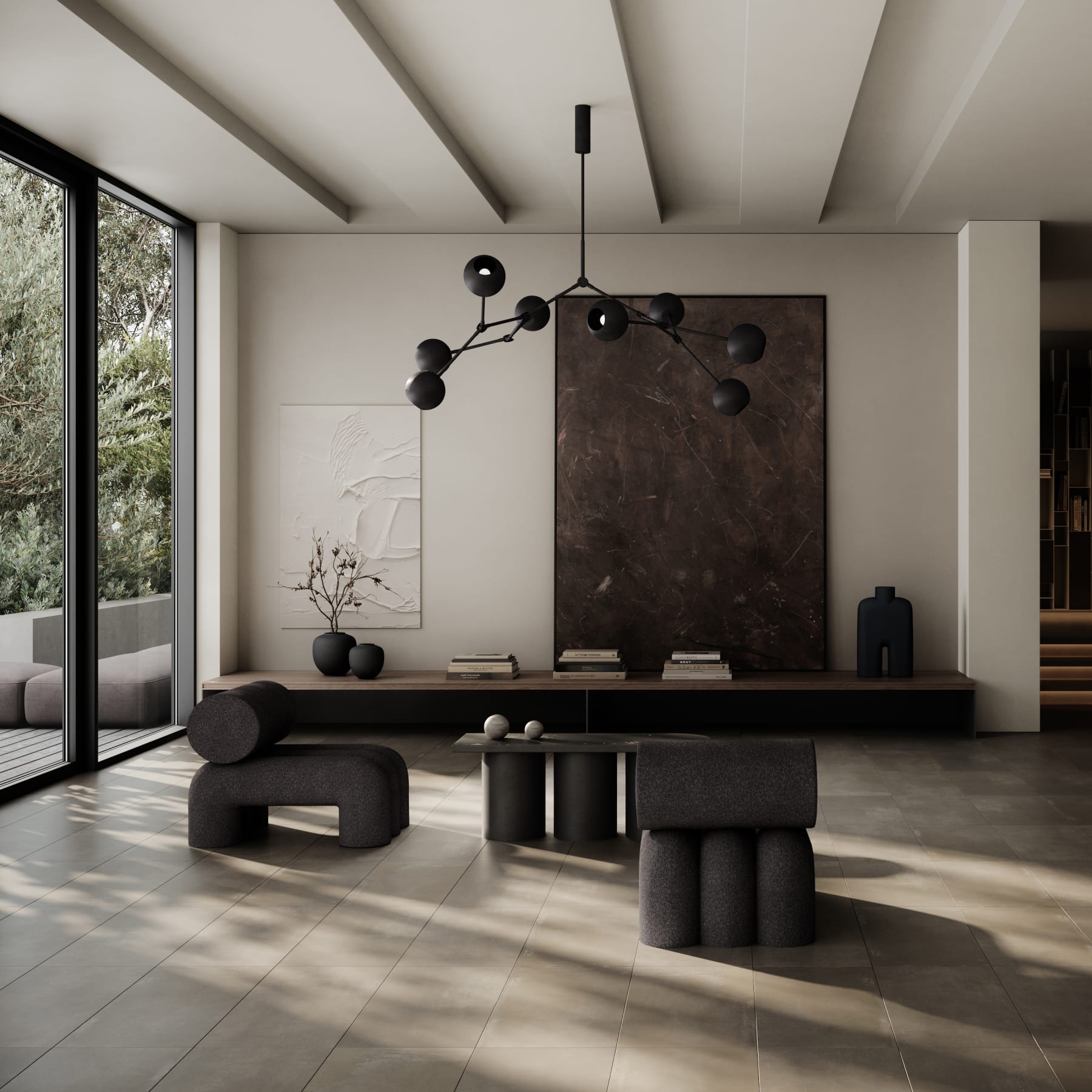 Fotel FOKU grijs-bruin boucle