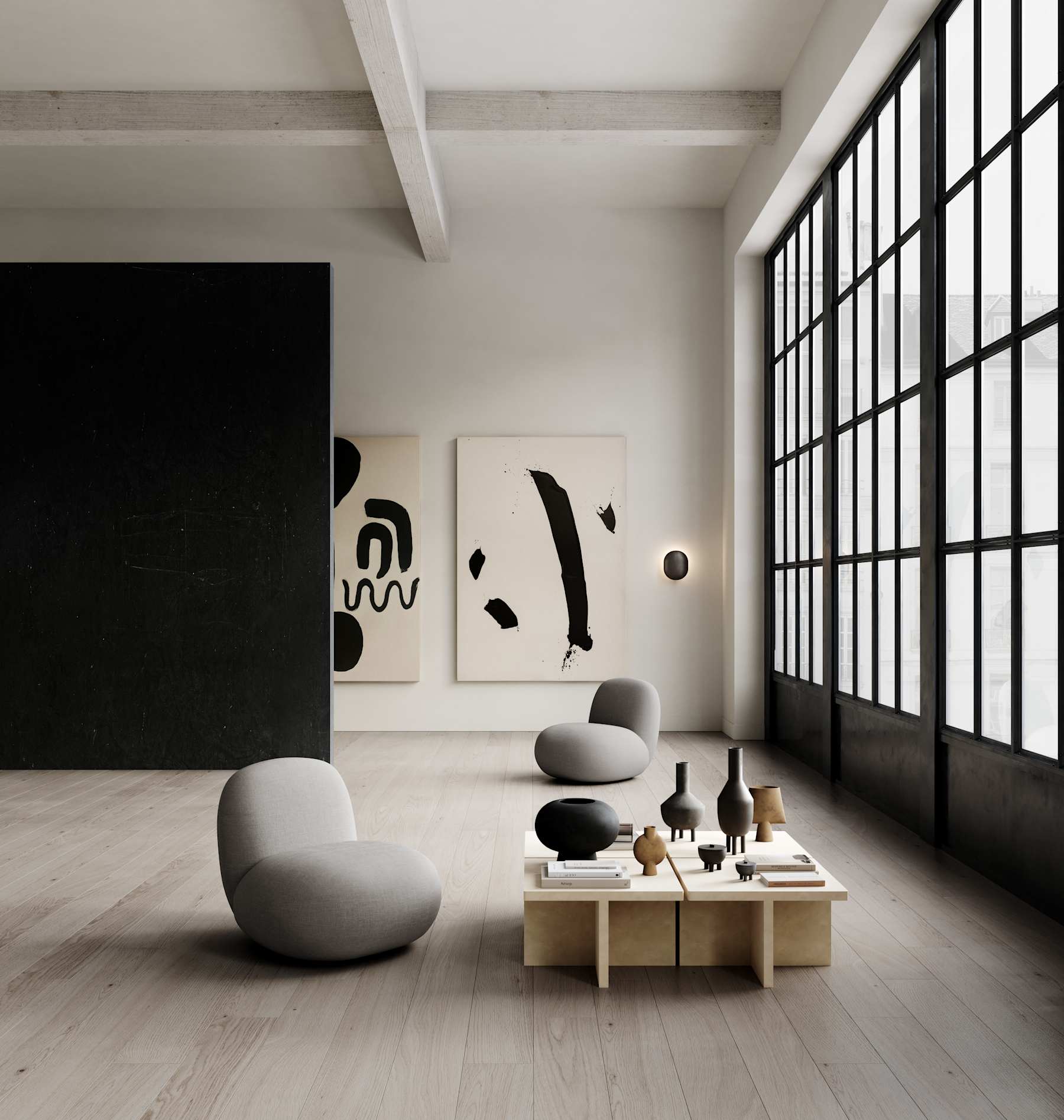 TOE FLAT armless chair gray