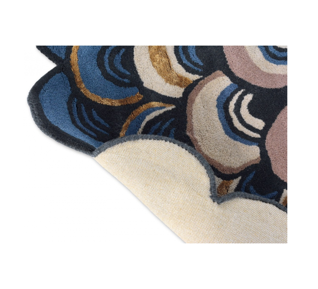 Round carpet masquerade round blue blue
