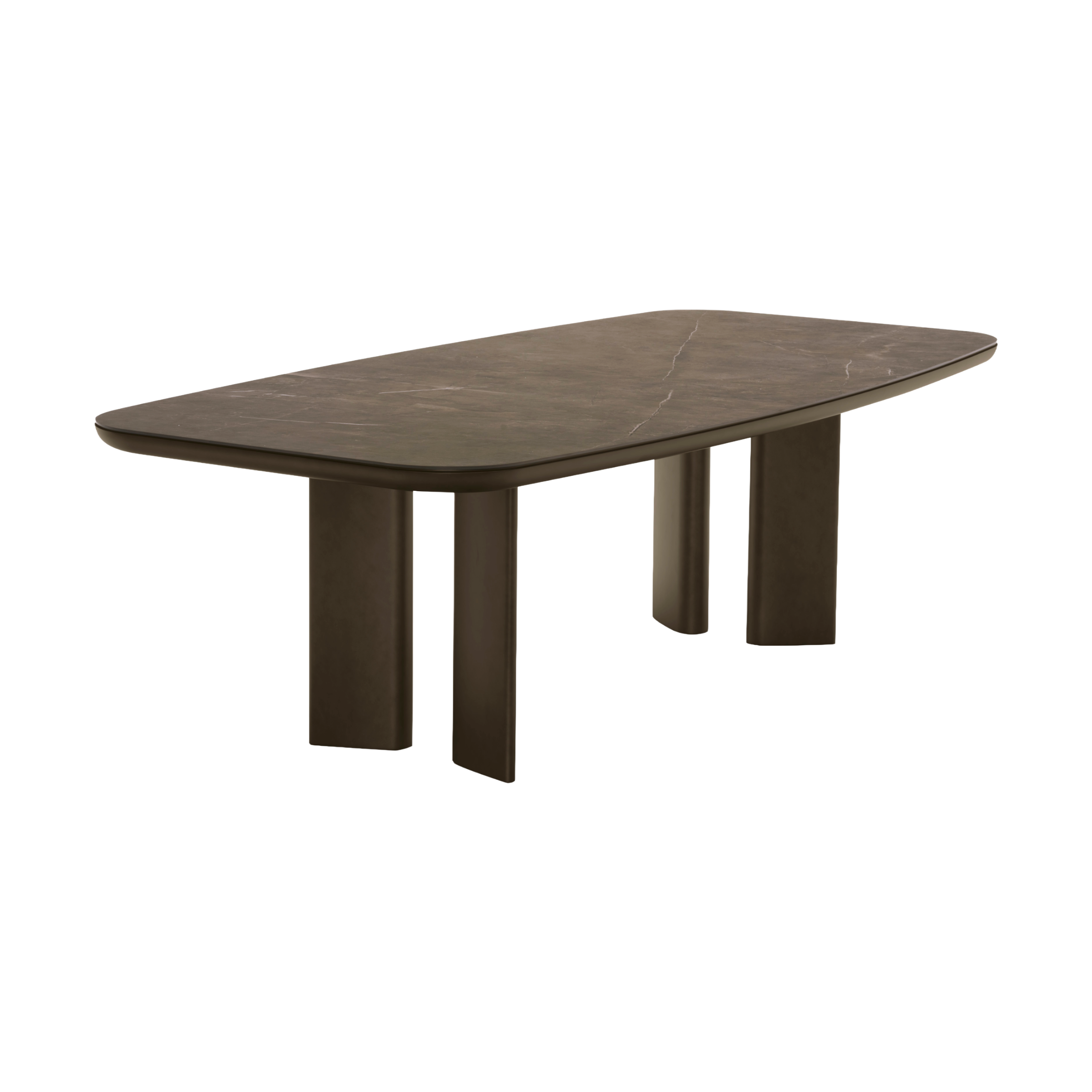 SANDY Table with Brown Top and Brown Brushed Base