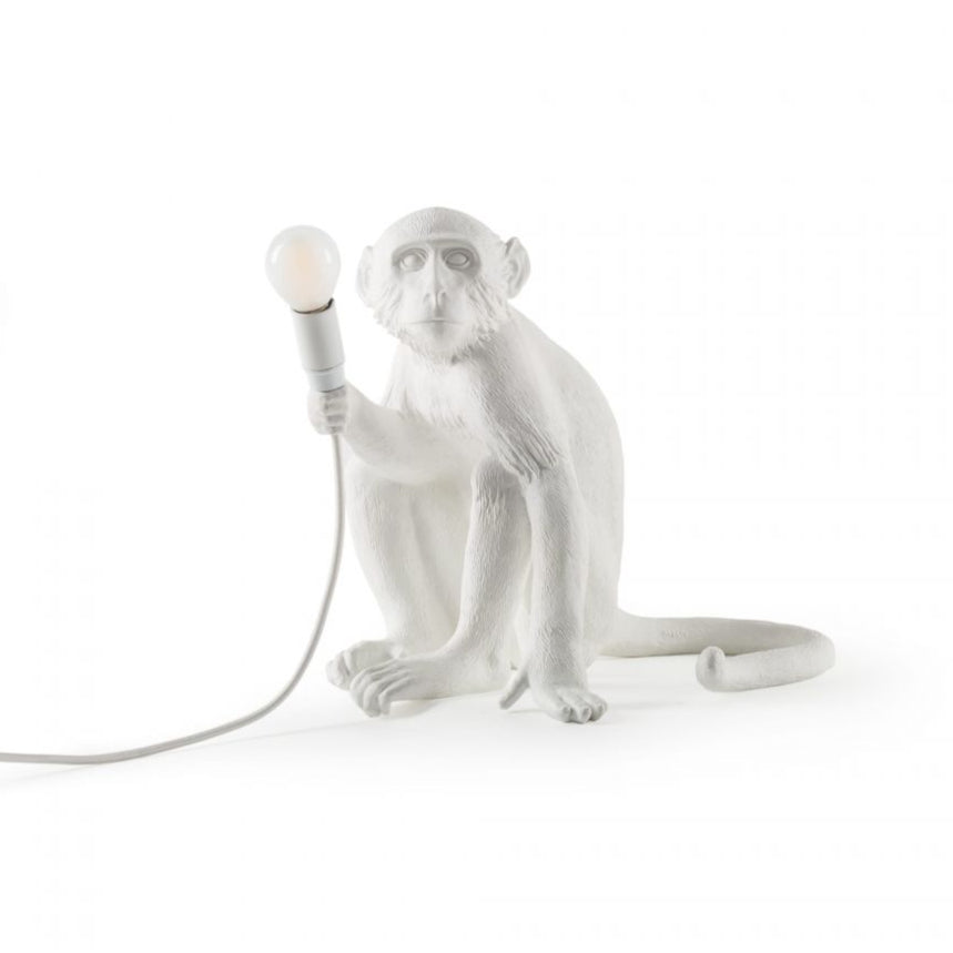 MONKEY SITTING table lamp white