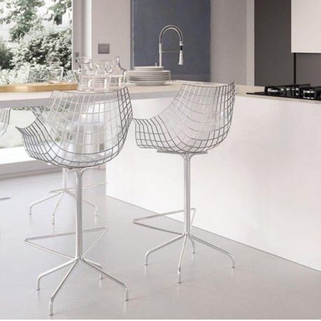 White Meridiana Hocker with a black base