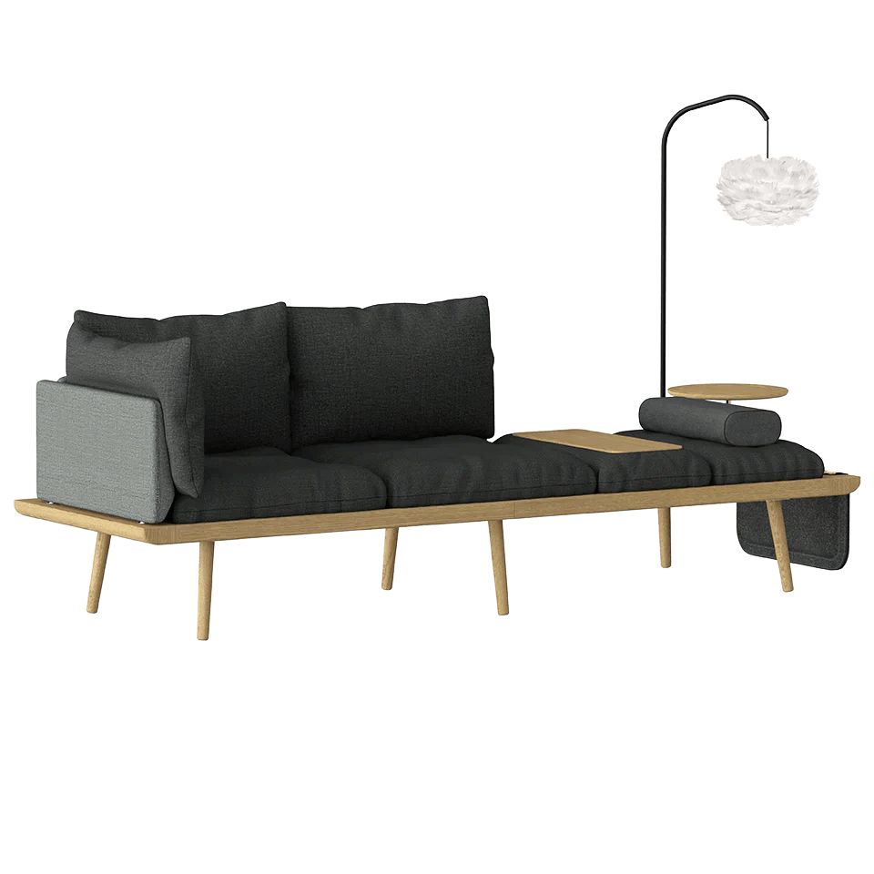 Sofa 3-osobowa LOUNGE AROUND baby blue z dębem UMAGE Eye on Design