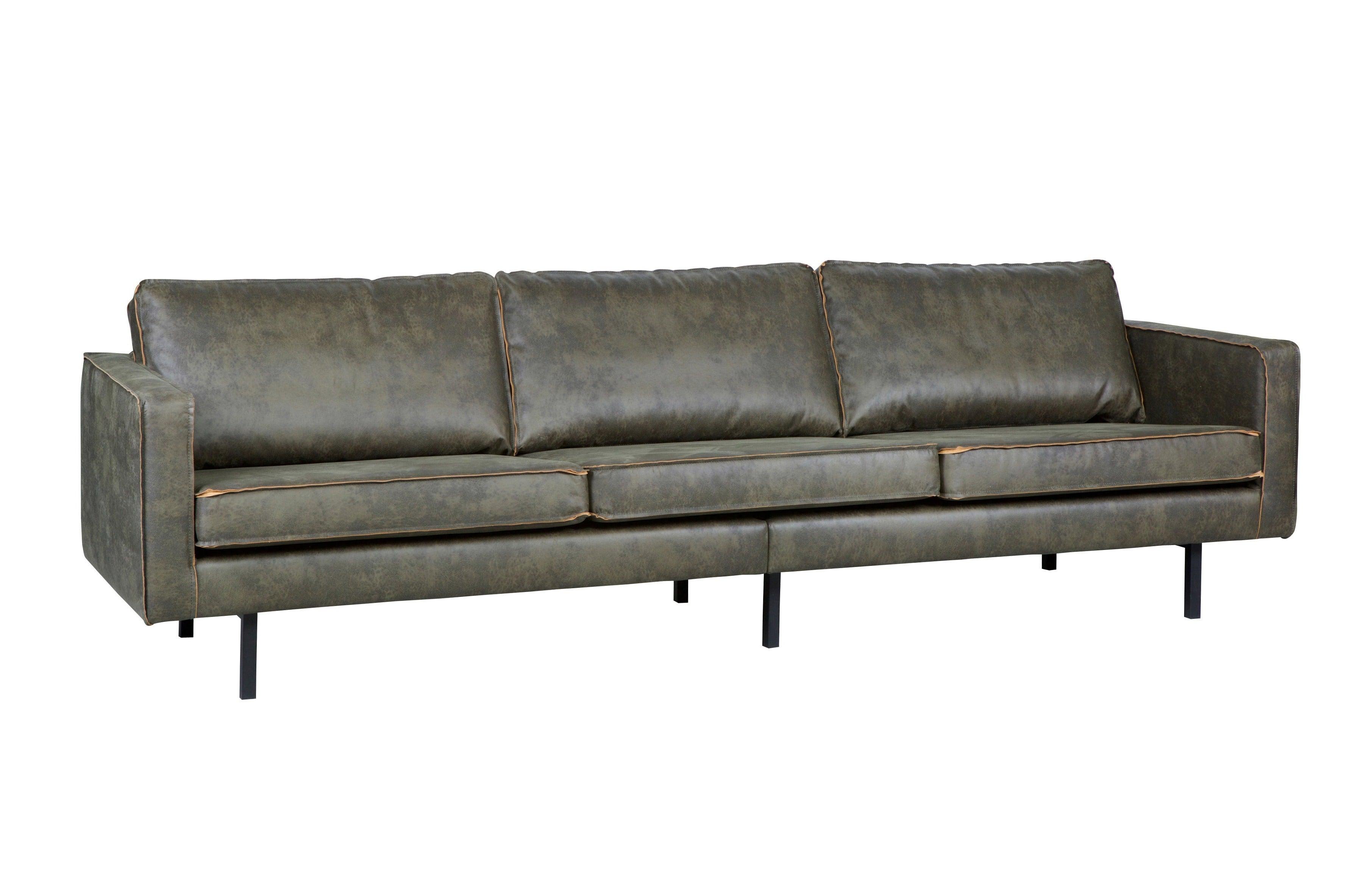 Sofa 3-osobowa skórzana RODEO wojskowa zieleń Be Pure Eye on Design