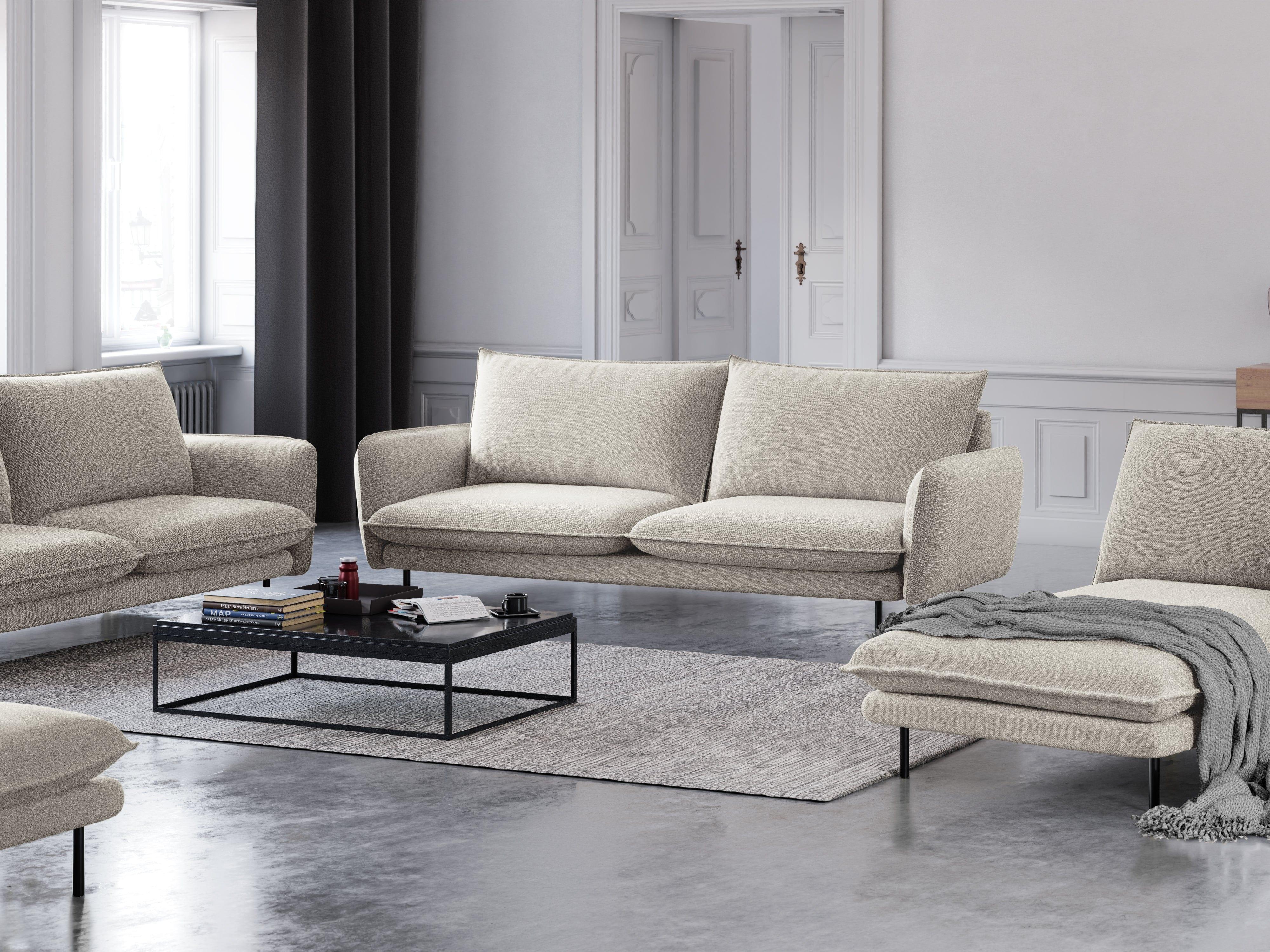 Sofa 3-osobowa VIENNA piaskowy z czarną podstawą Cosmopolitan Design Eye on Design