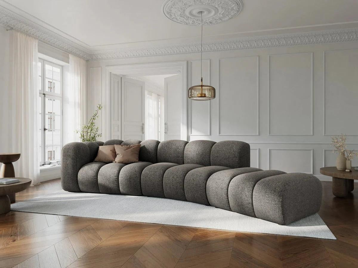 Sofa 5-persoons rechts LUPINE grijs chenille