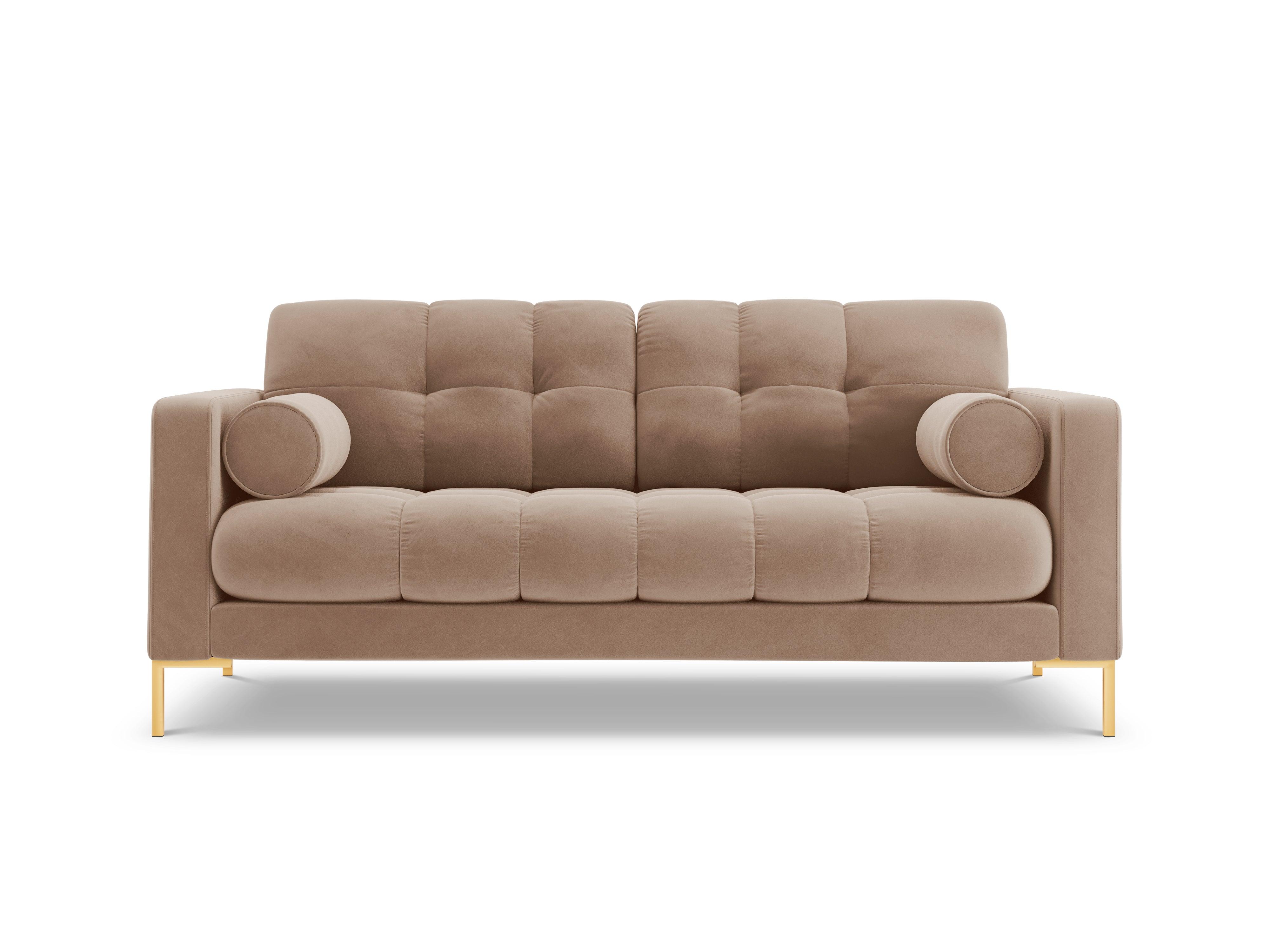 Sofa aksamitna 2-osobowa BALI beżowy ze złotą podstawą Cosmopolitan Design Eye on Design