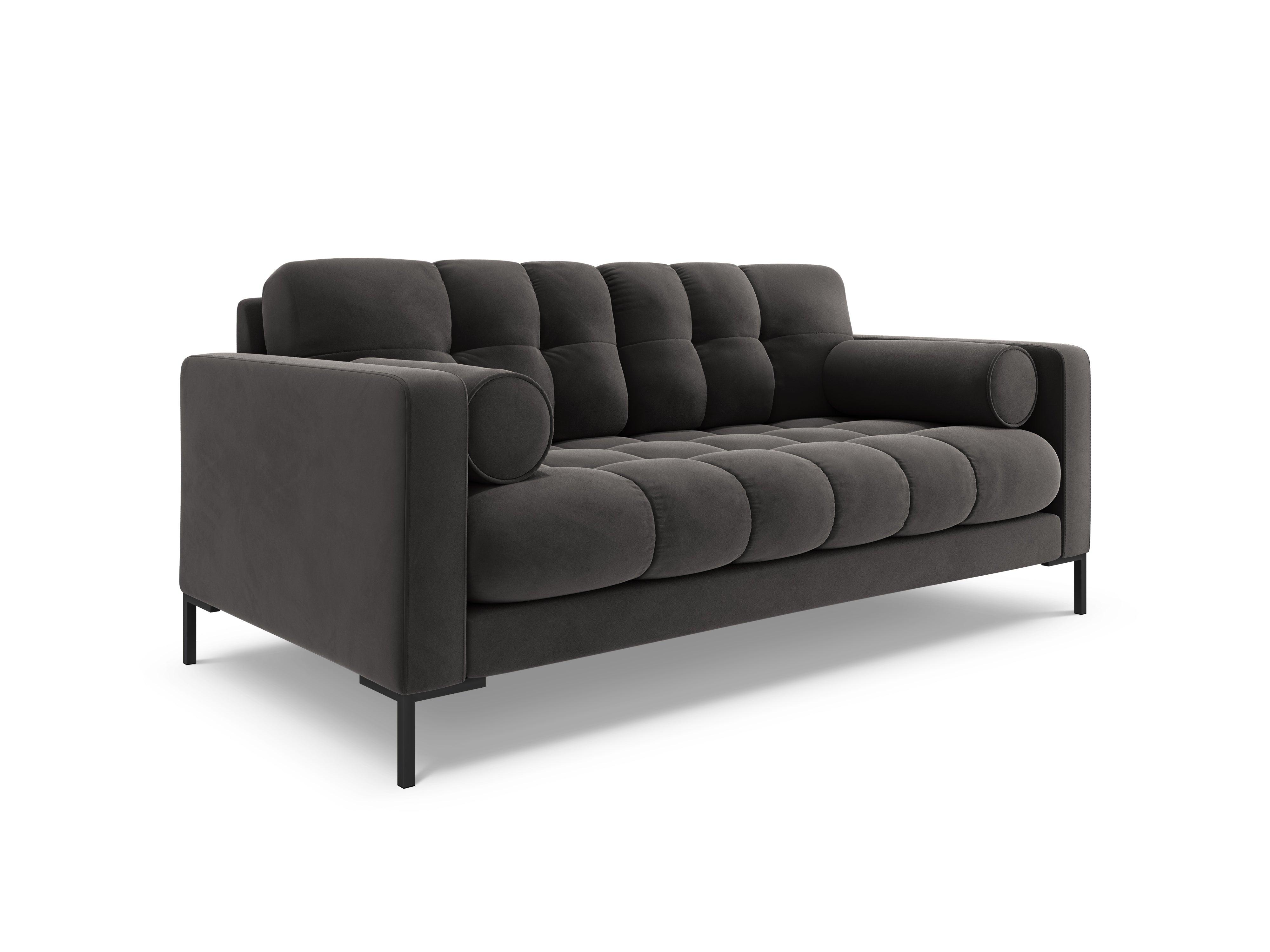 Sofa aksamitna 2-osobowa BALI ciemnoszary z czarną podstawą Cosmopolitan Design Eye on Design