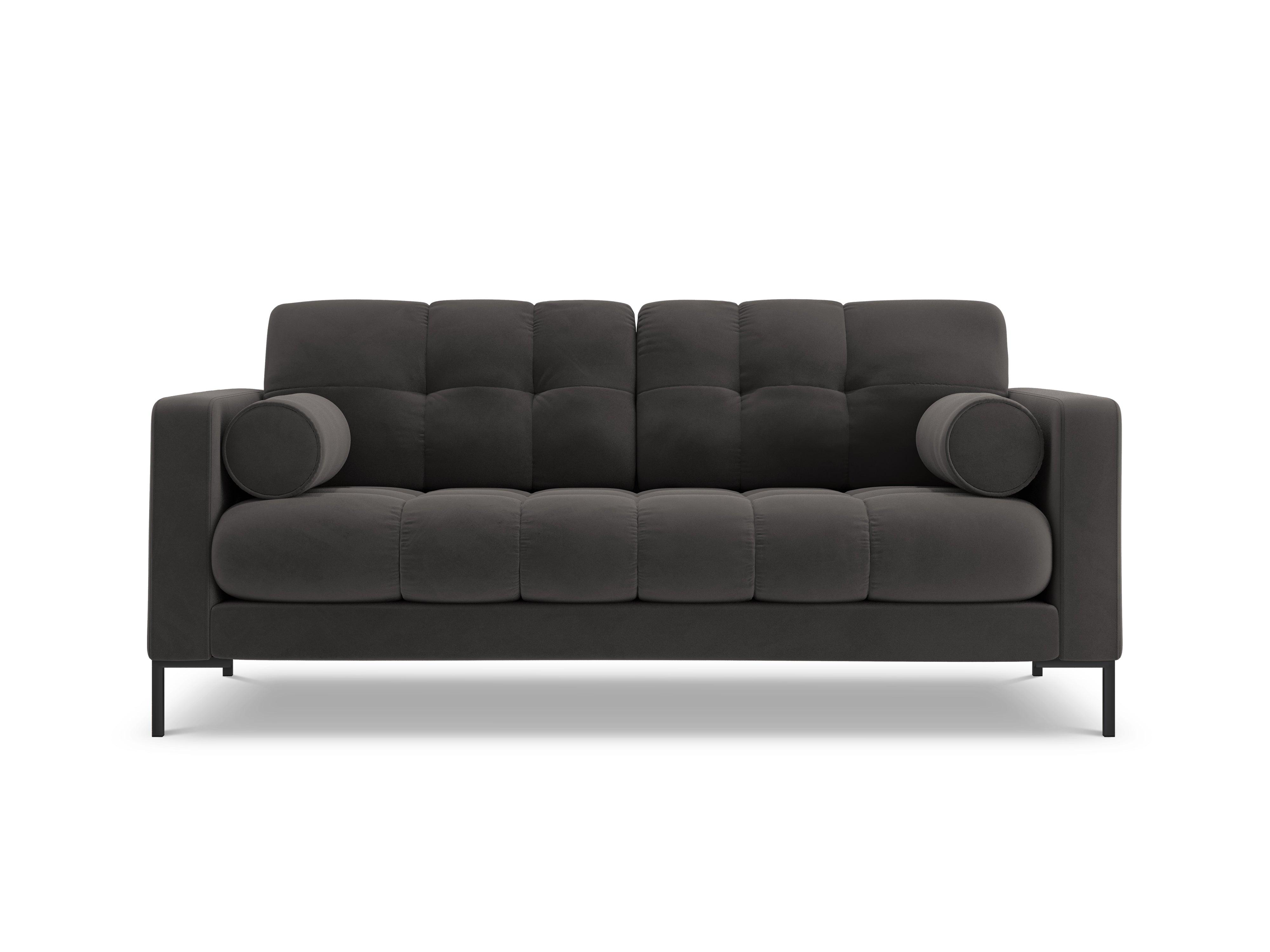 Sofa aksamitna 2-osobowa BALI ciemnoszary z czarną podstawą Cosmopolitan Design Eye on Design