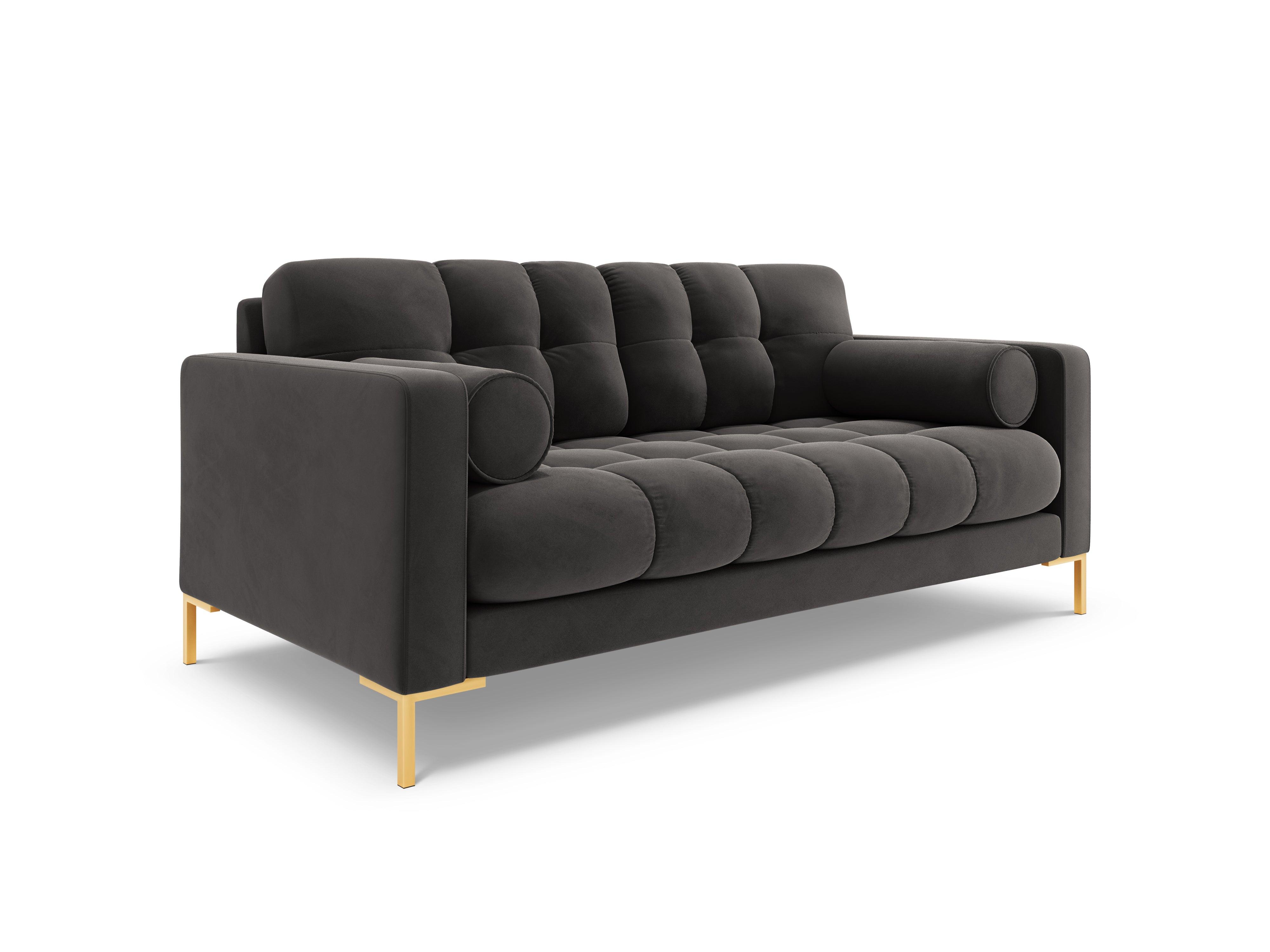 Sofa aksamitna 2-osobowa BALI ciemnoszary ze złotą podstawą Cosmopolitan Design Eye on Design