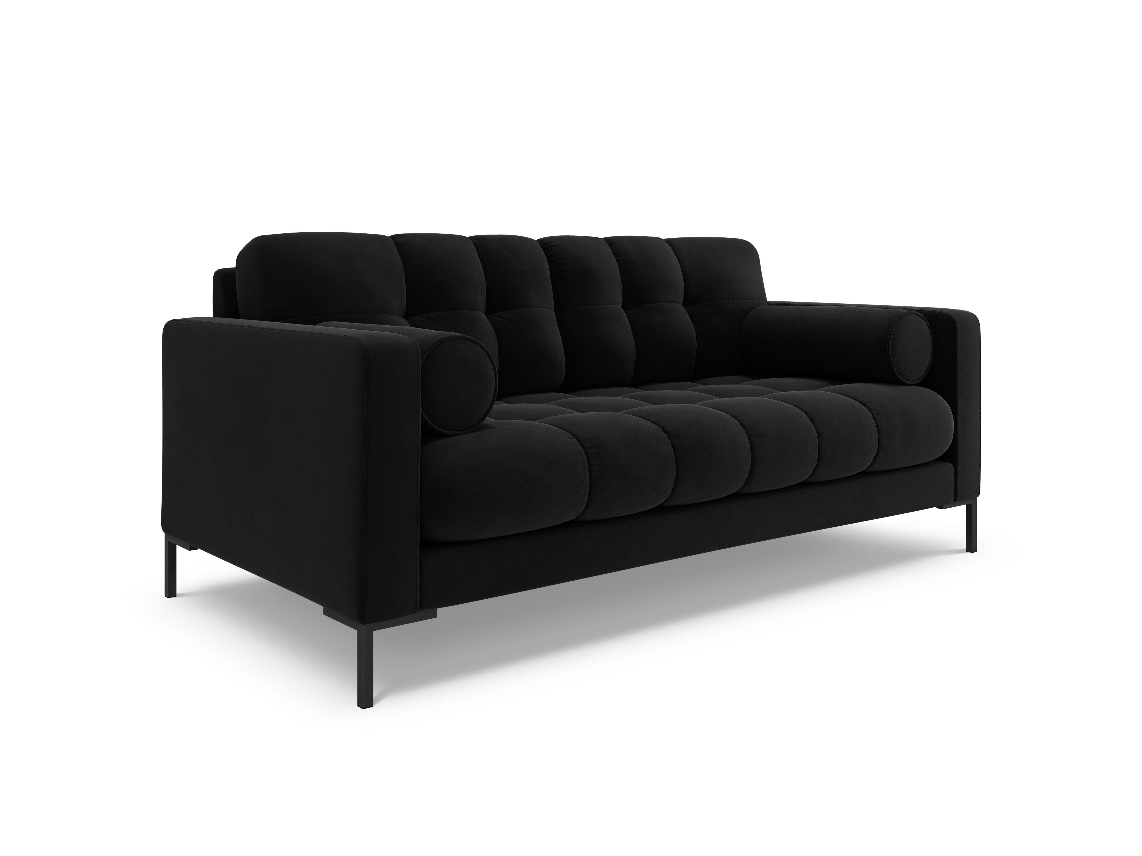 Sofa aksamitna 2-osobowa BALI czarny z czarną podstawą Cosmopolitan Design Eye on Design