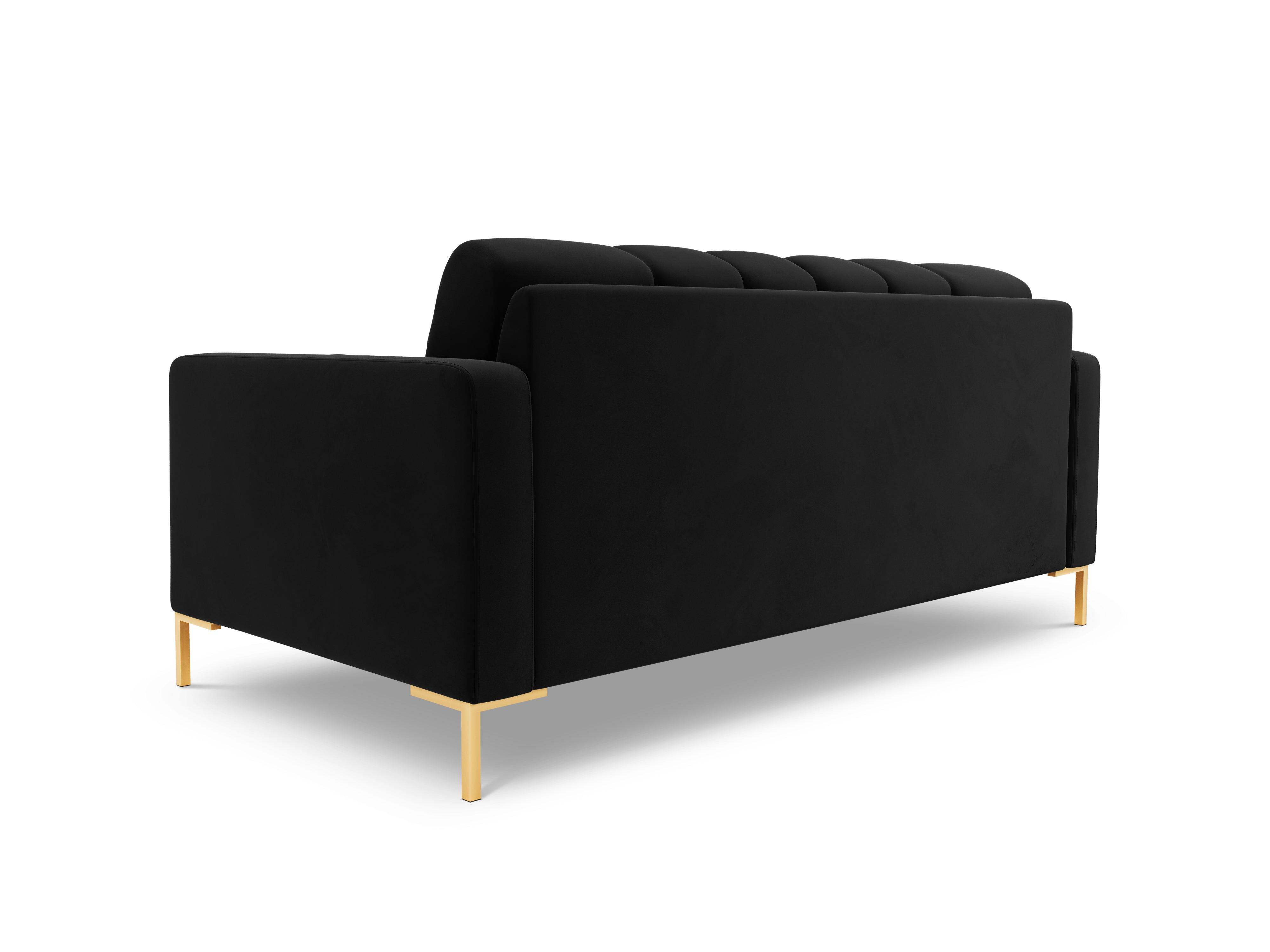 Sofa aksamitna 2-osobowa BALI czarny ze złotą podstawą Cosmopolitan Design Eye on Design