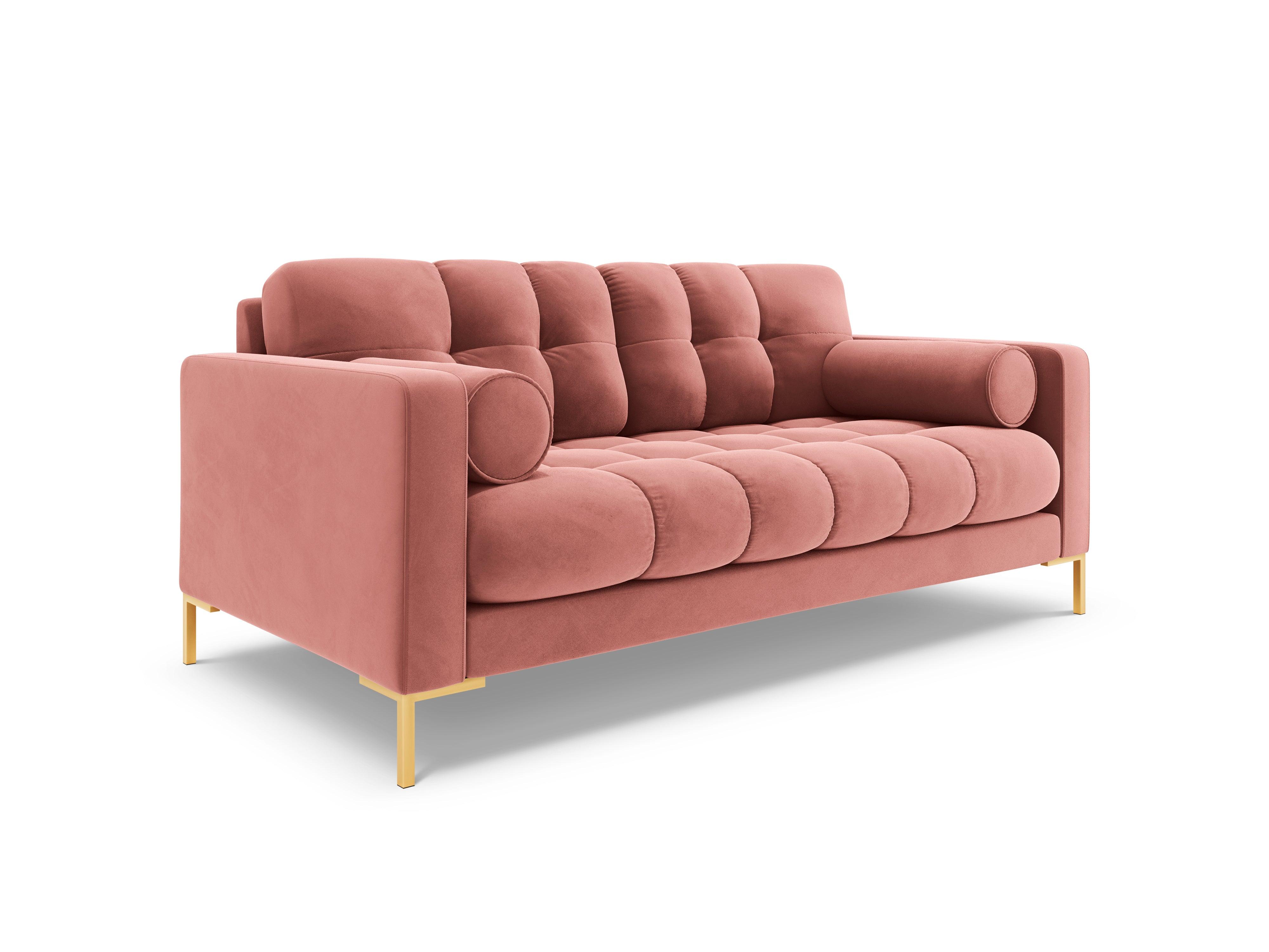 Sofa aksamitna 2-osobowa BALI różowy ze złotą podstawą Cosmopolitan Design Eye on Design