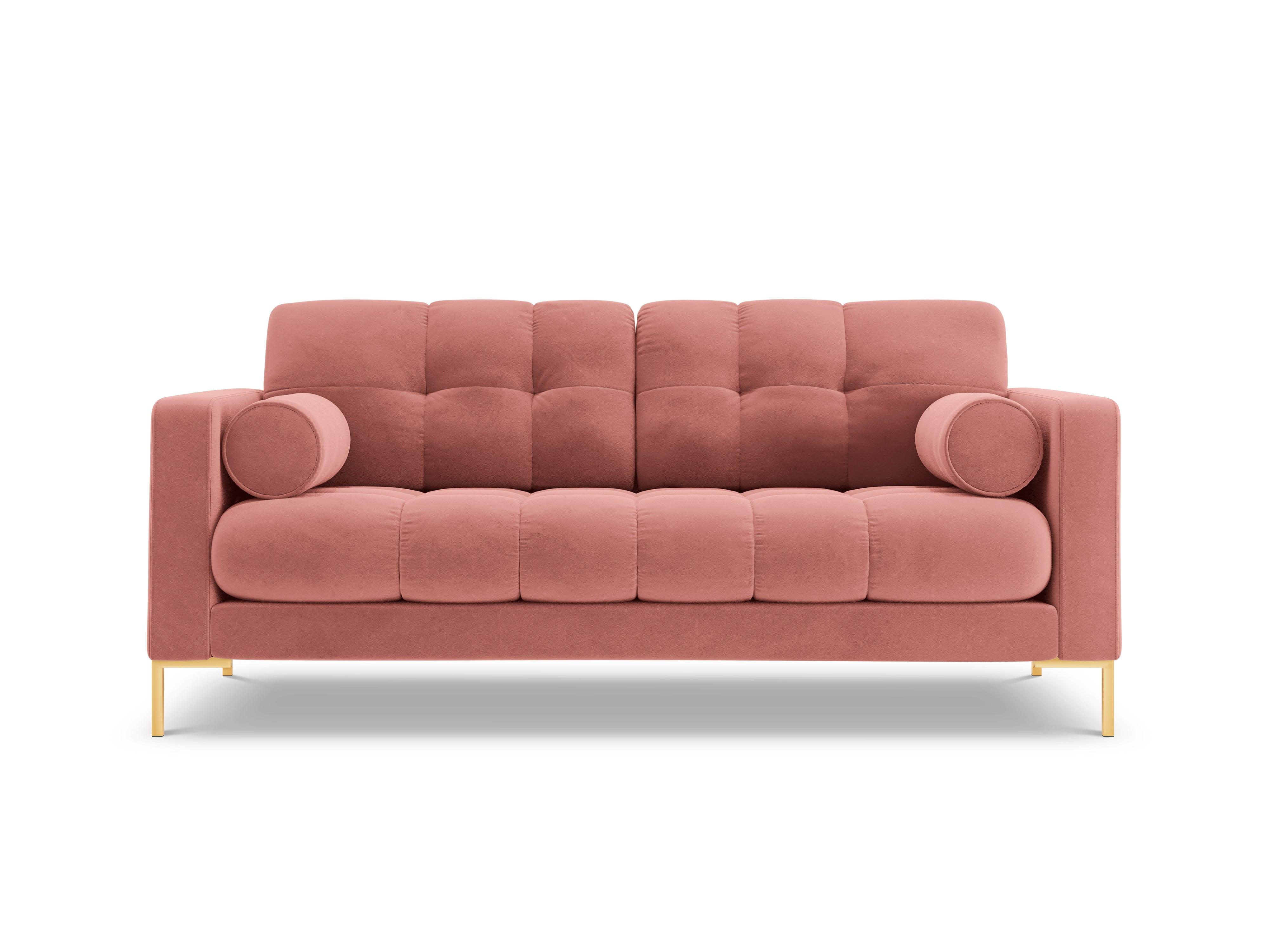 Sofa aksamitna 2-osobowa BALI różowy ze złotą podstawą Cosmopolitan Design Eye on Design