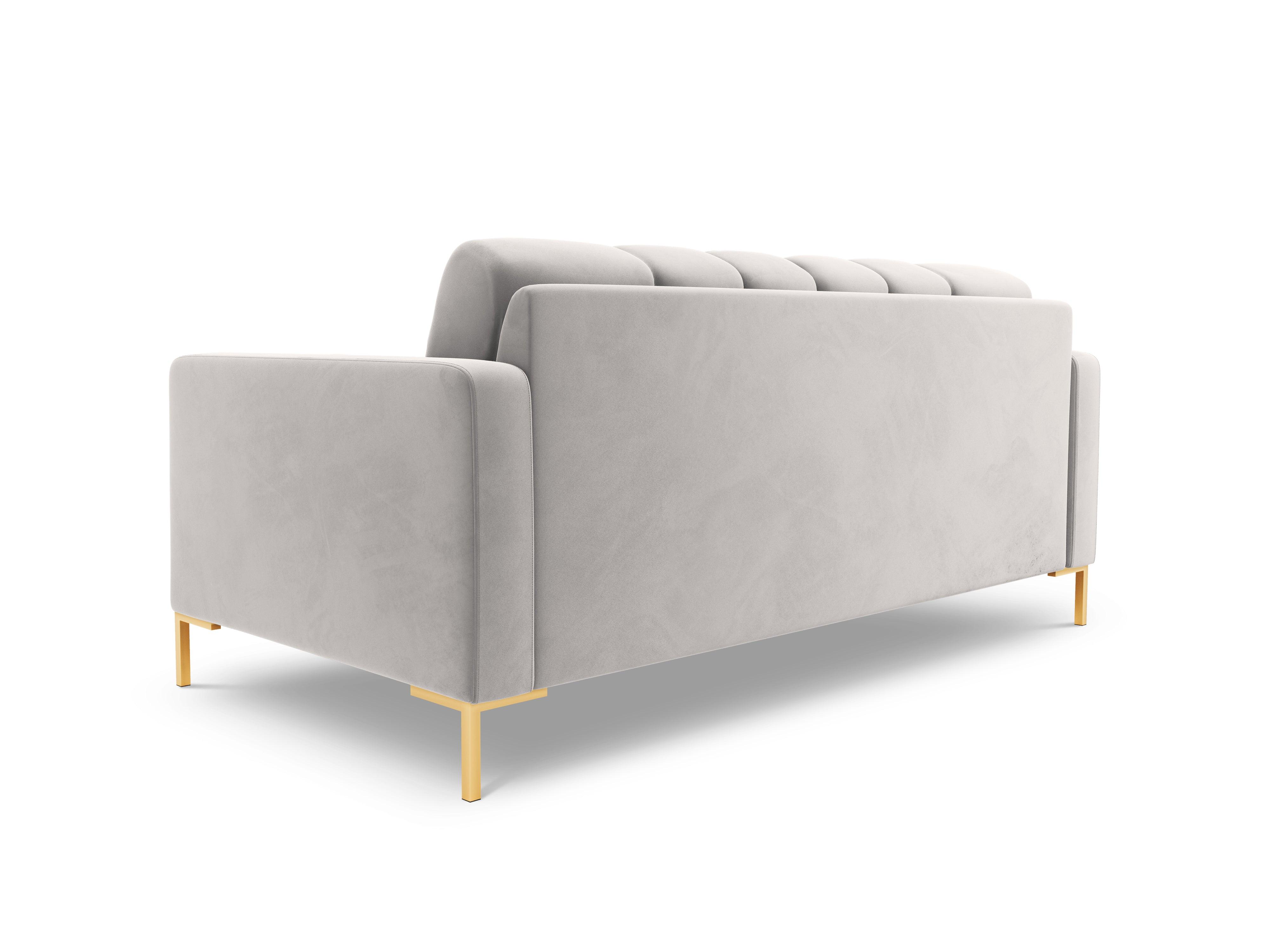 Sofa aksamitna 2-osobowa BALI srebrny ze złotą podstawą Cosmopolitan Design Eye on Design