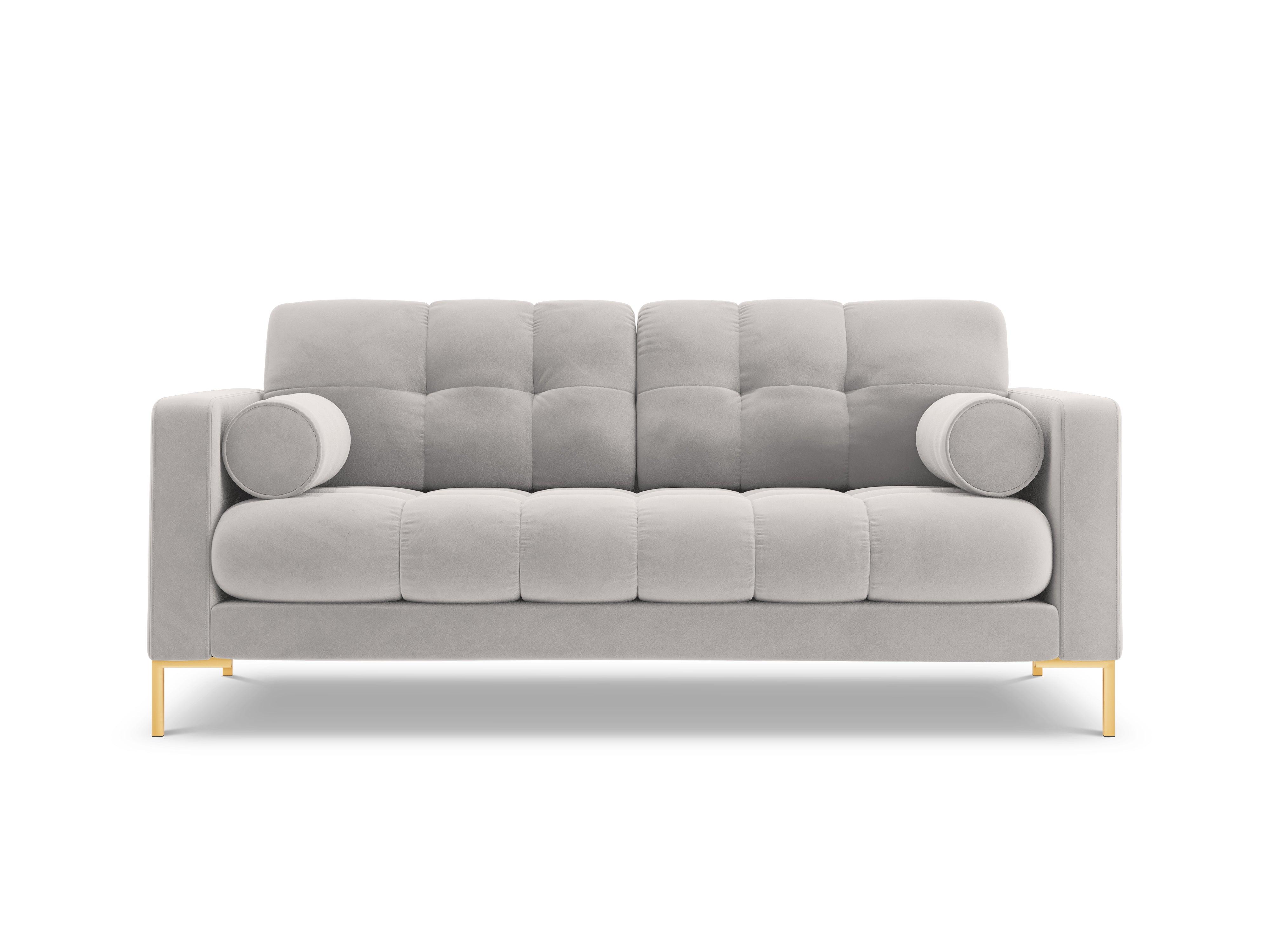 Sofa aksamitna 2-osobowa BALI srebrny ze złotą podstawą Cosmopolitan Design Eye on Design