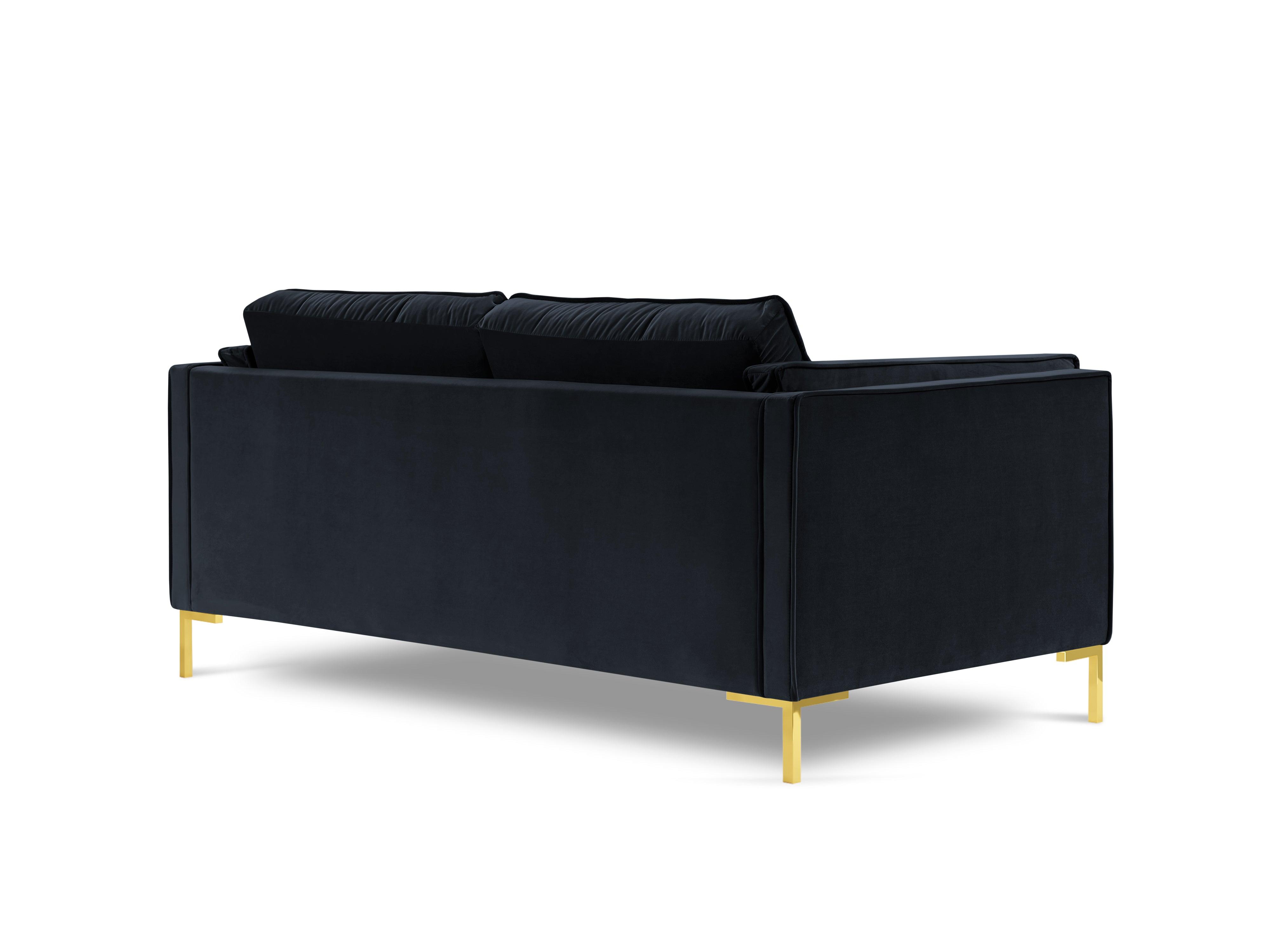 Sofa aksamitna 2-osobowa LUIS ciemnoniebieski ze złotą podstawą Milo Casa Eye on Design