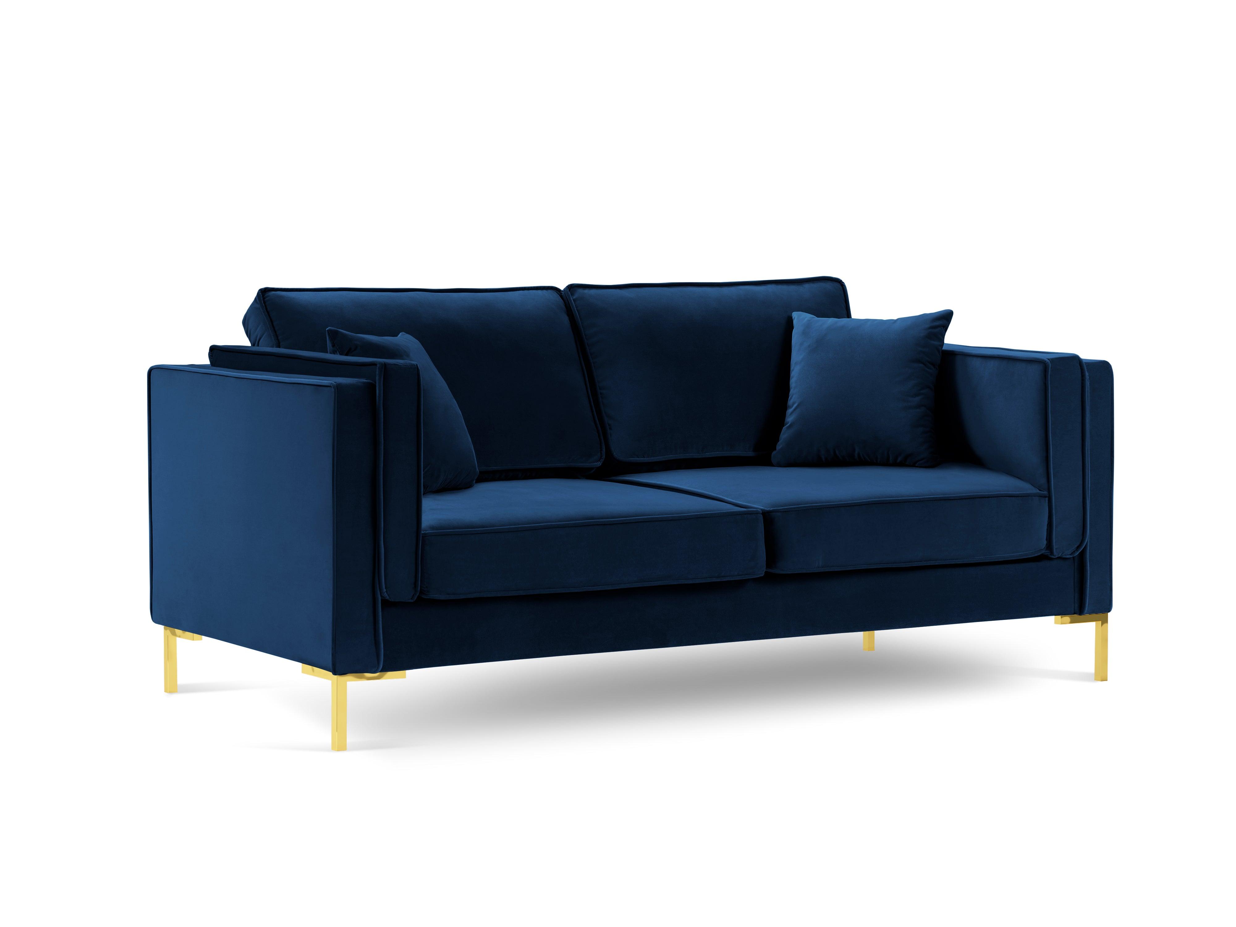 Sofa aksamitna 2-osobowa LUIS granat królewski ze złotą podstawą Milo Casa Eye on Design