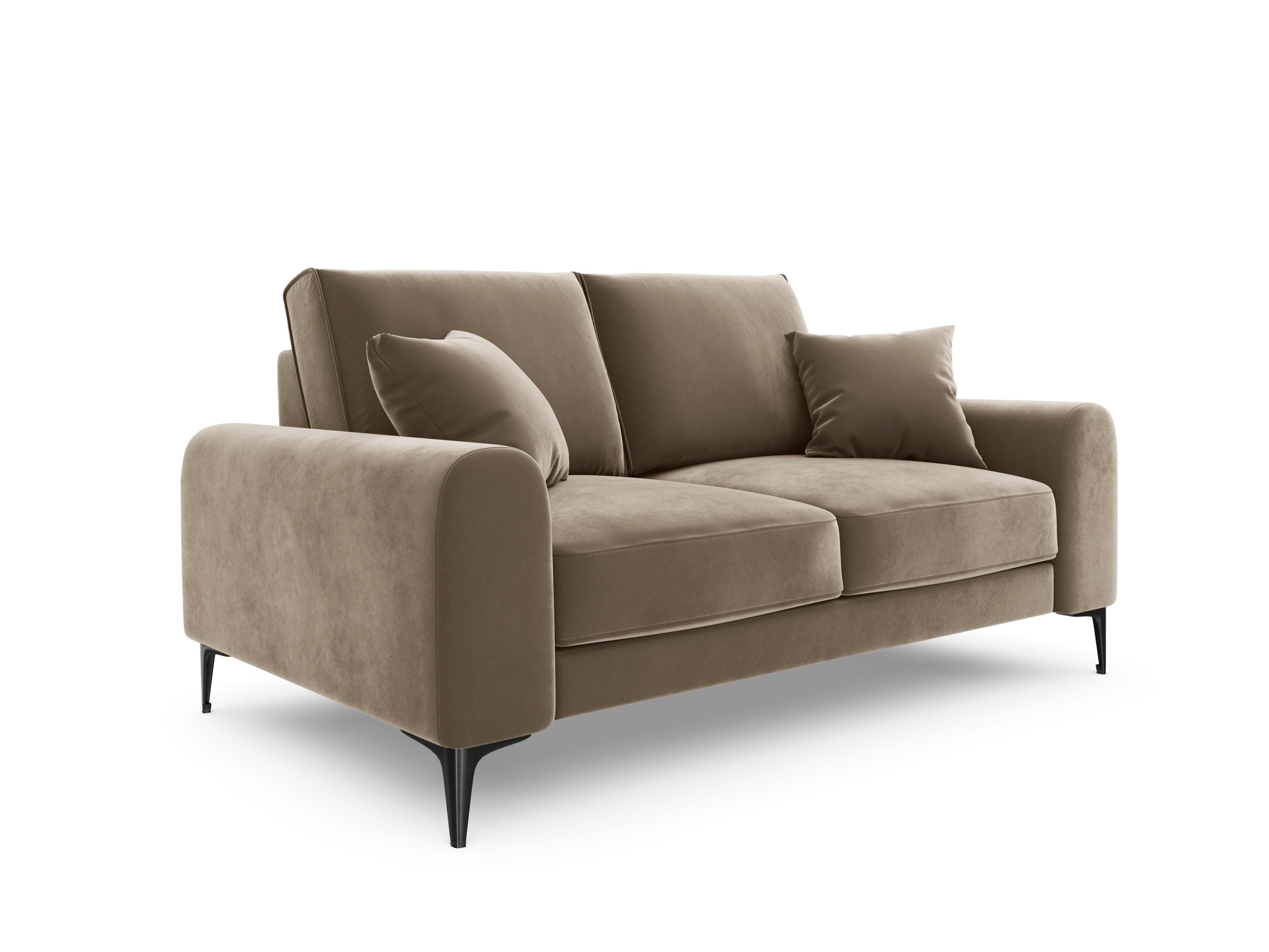 Sofa aksamitna 2-osobowa MADARA cappuccino z czarną podstawą Mazzini Sofas Eye on Design