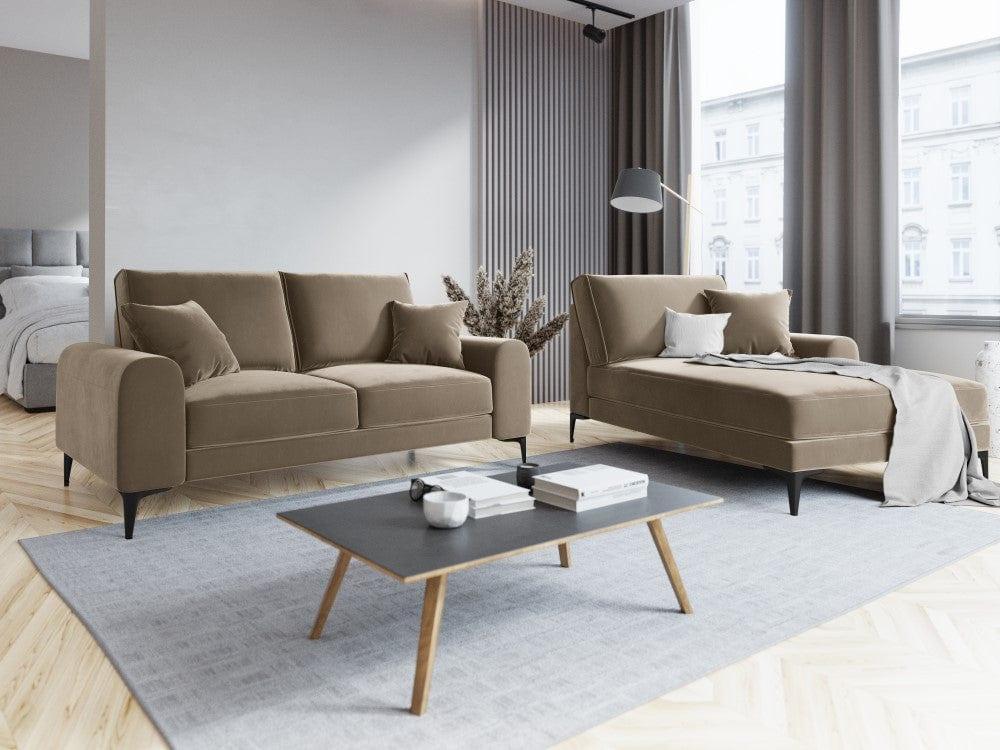 Sofa aksamitna 2-osobowa MADARA cappuccino z czarną podstawą Mazzini Sofas Eye on Design