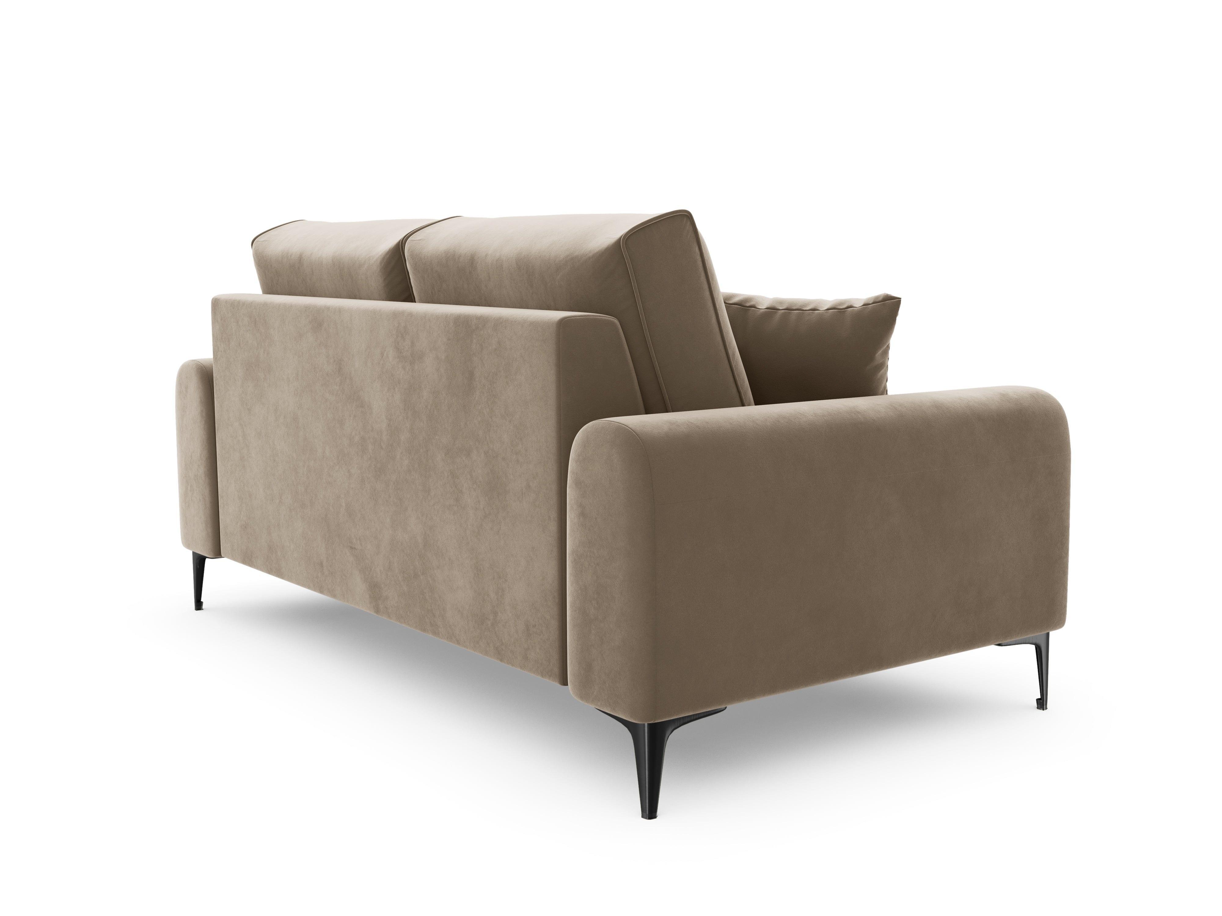Sofa aksamitna 2-osobowa MADARA cappuccino z czarną podstawą Mazzini Sofas Eye on Design