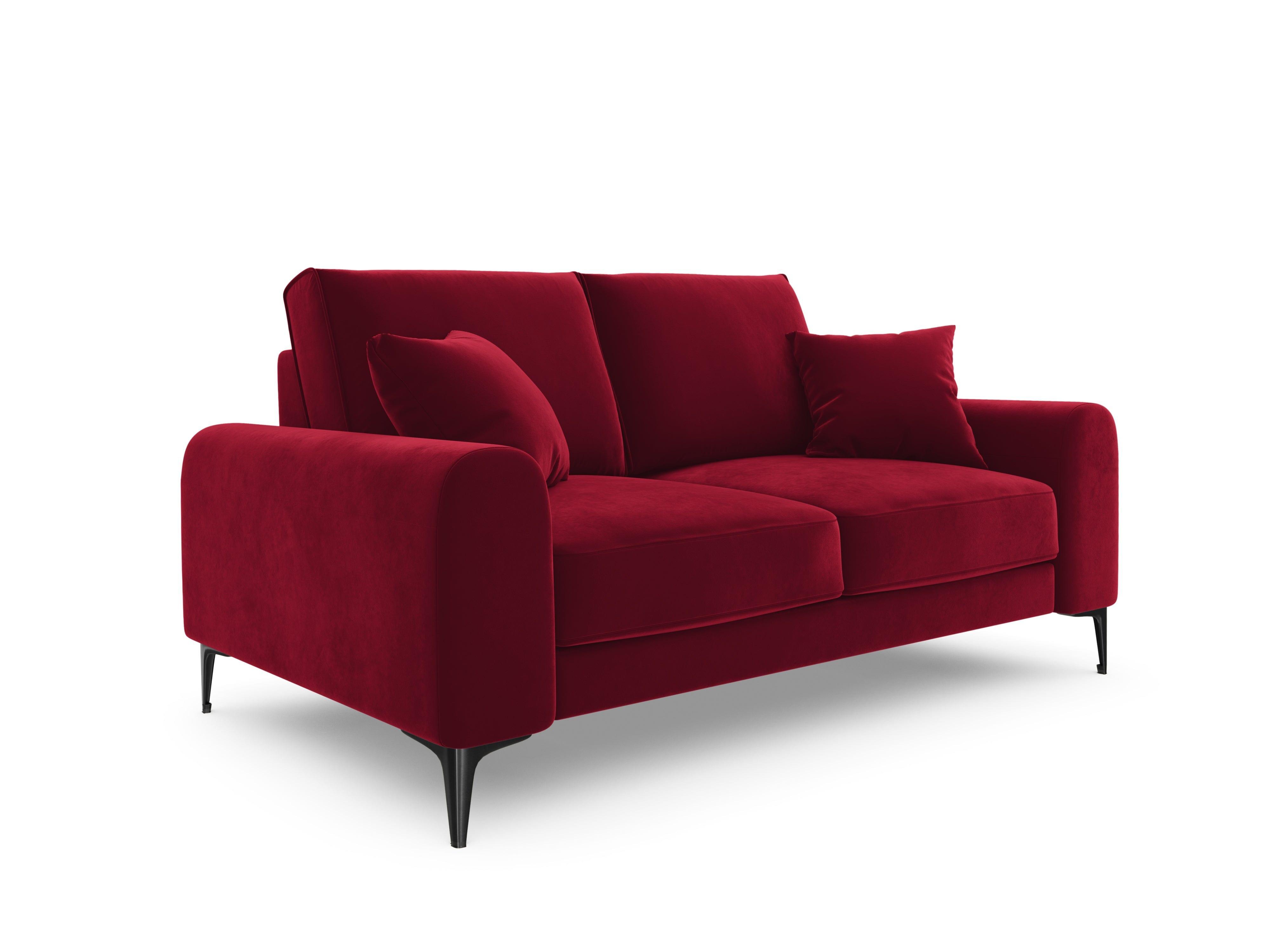 Sofa aksamitna 2-osobowa MADARA czerwony z czarną podstawą Mazzini Sofas Eye on Design